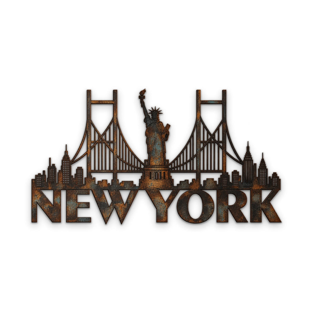 Paslı New York Silüeti Metal Tablo DEC0202