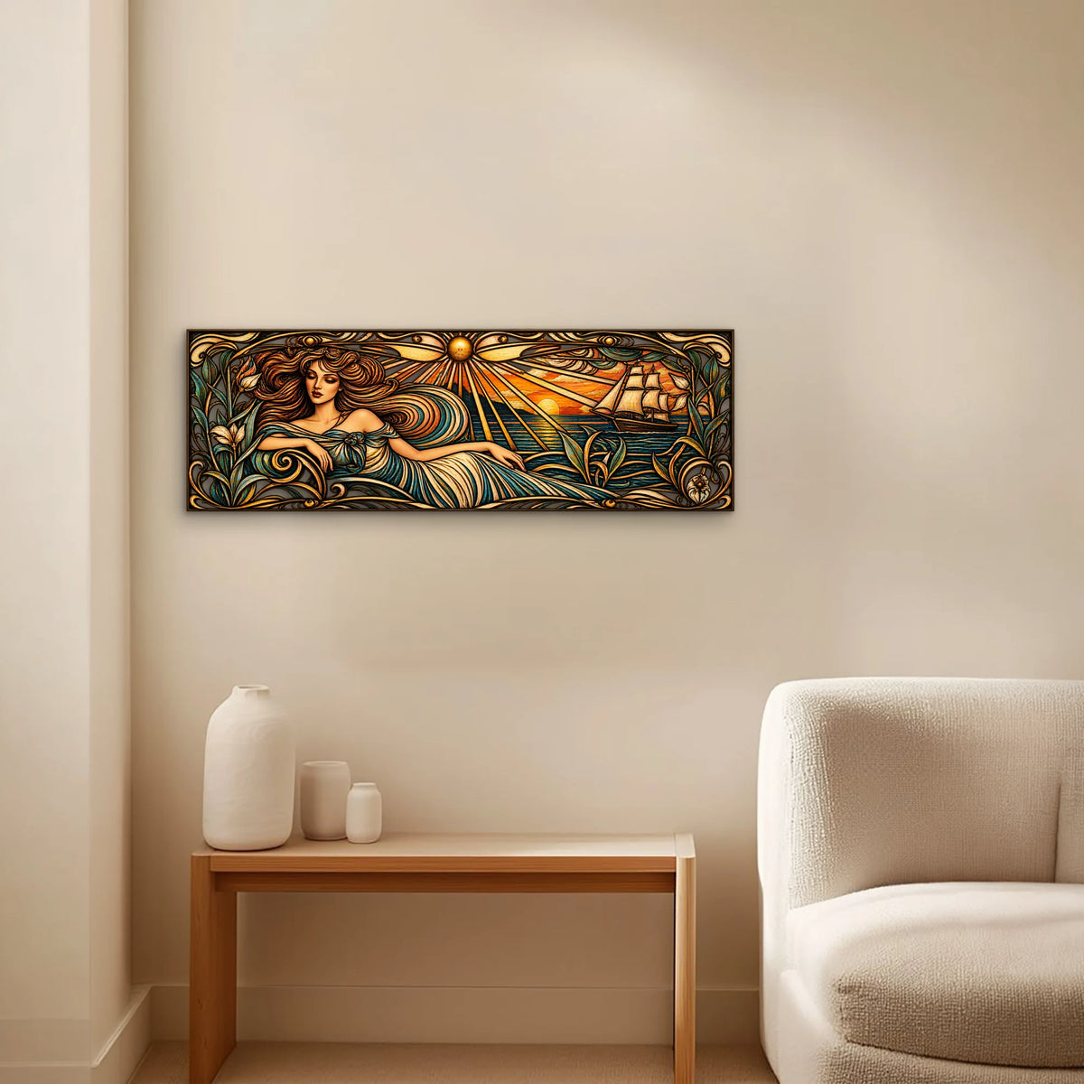 Art Nouveau Deniz Tanrıçası Metal Tablo DEC0218