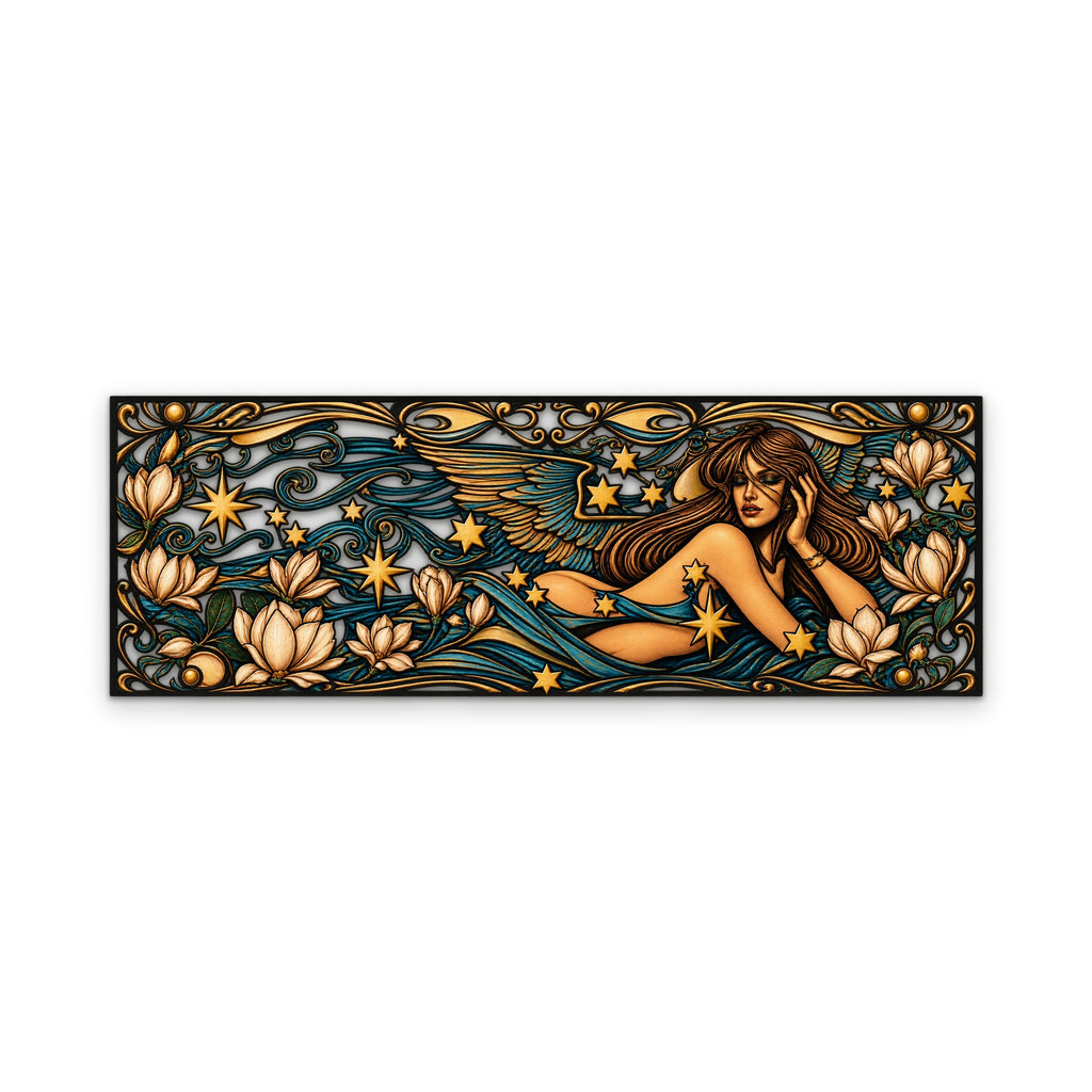Art Nouveau Melek ve Çiçekler Metal Tablo DEC0219