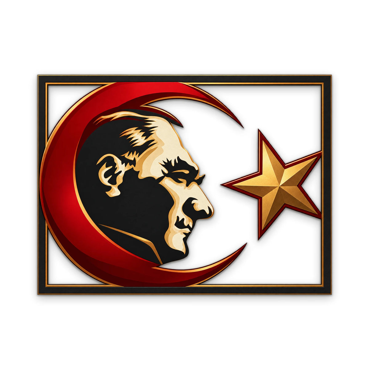 Ay Yıldız ve Atatürk Silüeti Metal Tablo DEC0220