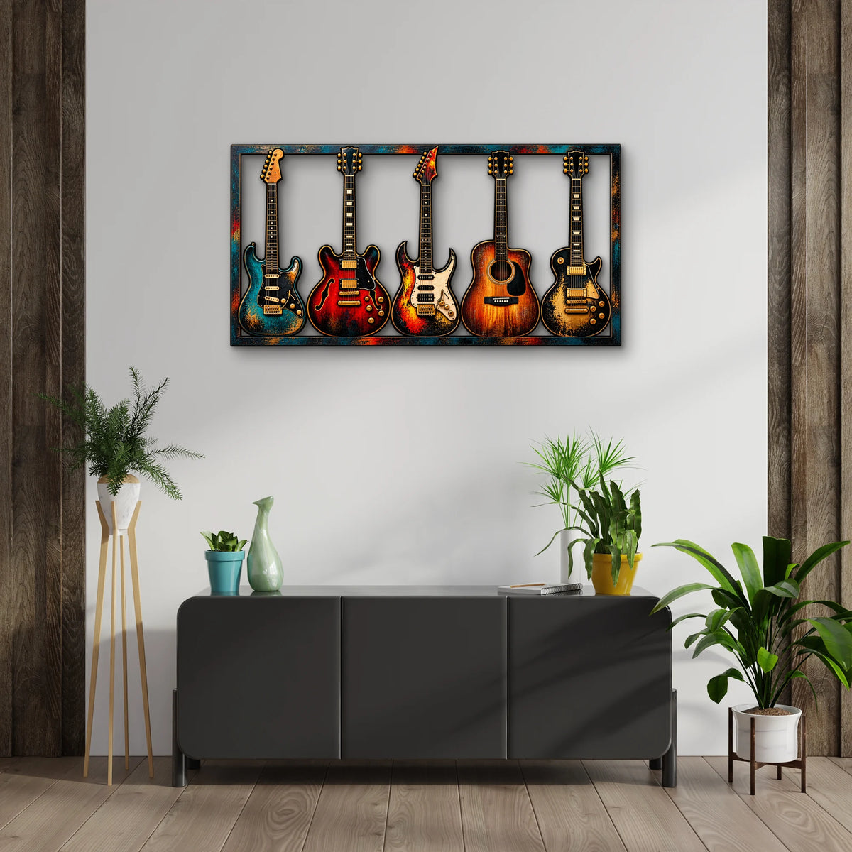 Beş Gitar Metal Tablo DEC0226