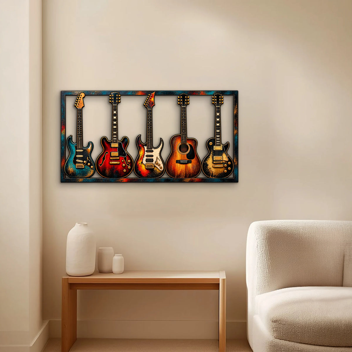 Beş Gitar Metal Tablo DEC0226