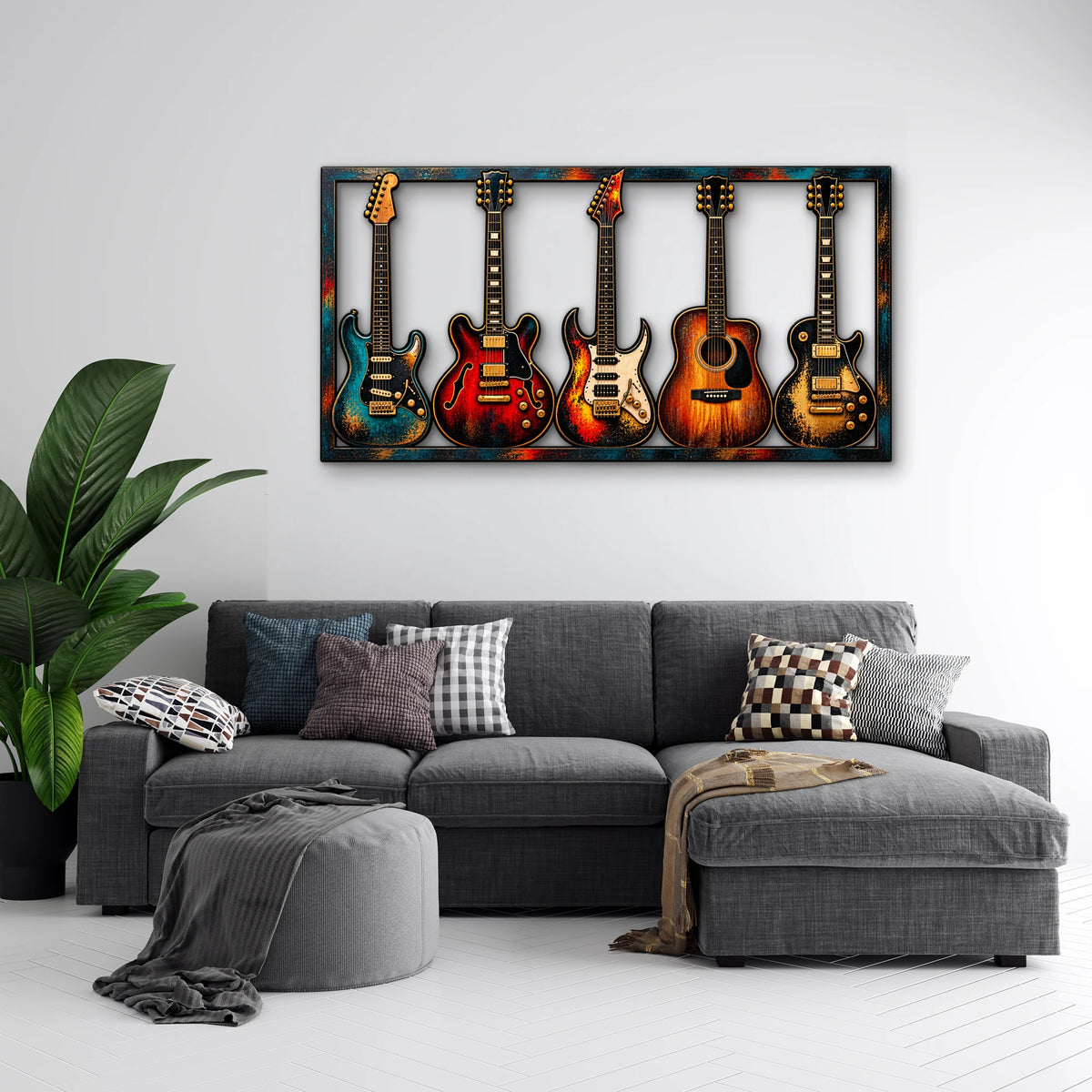 Beş Gitar Metal Tablo DEC0226