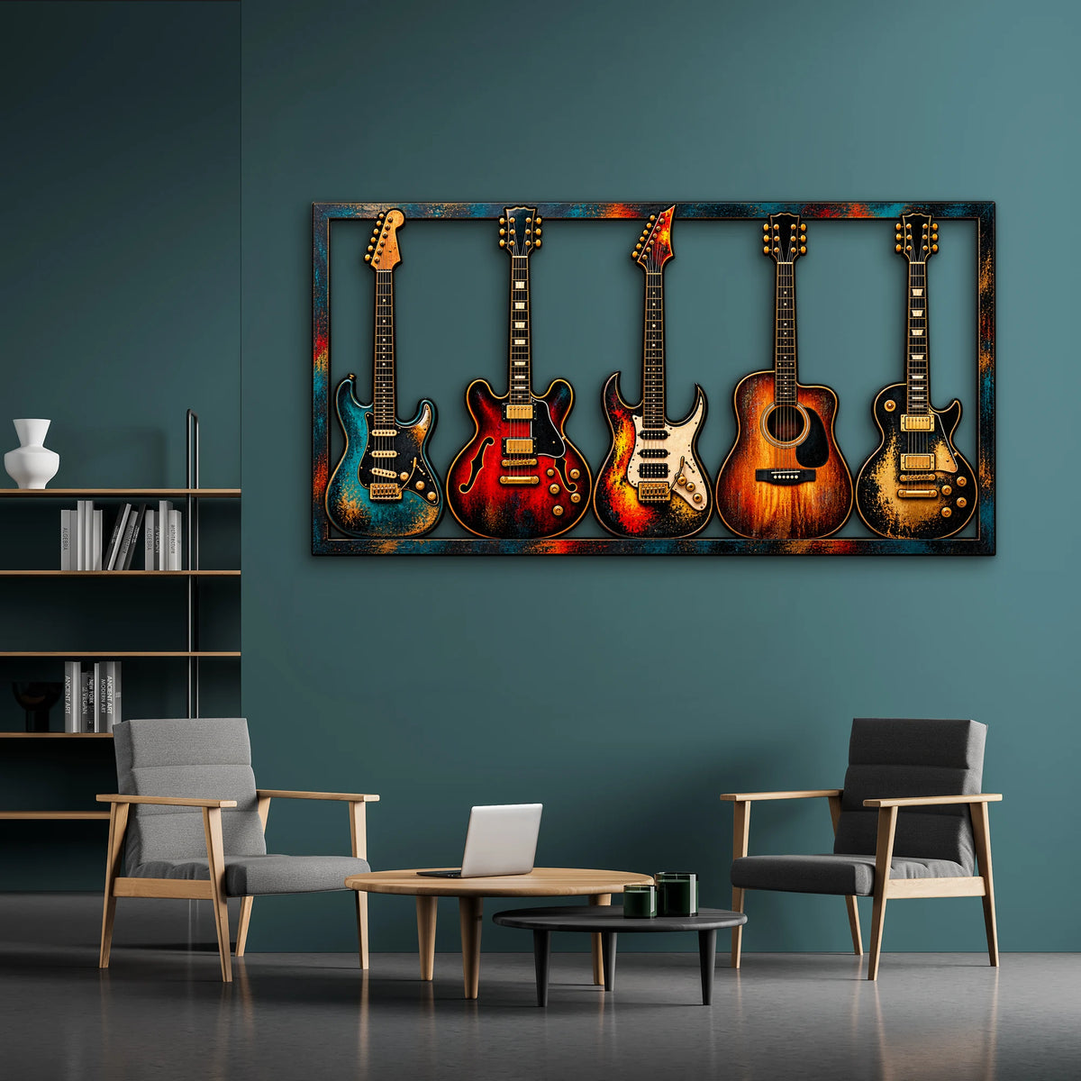 Beş Gitar Metal Tablo DEC0226