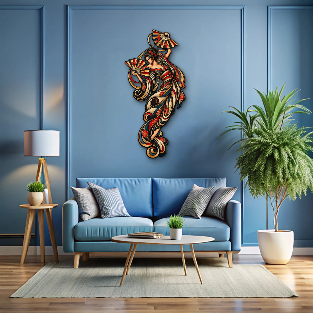 Vitray Yelpazeli Dansçı Metal Tablo DEC0233
