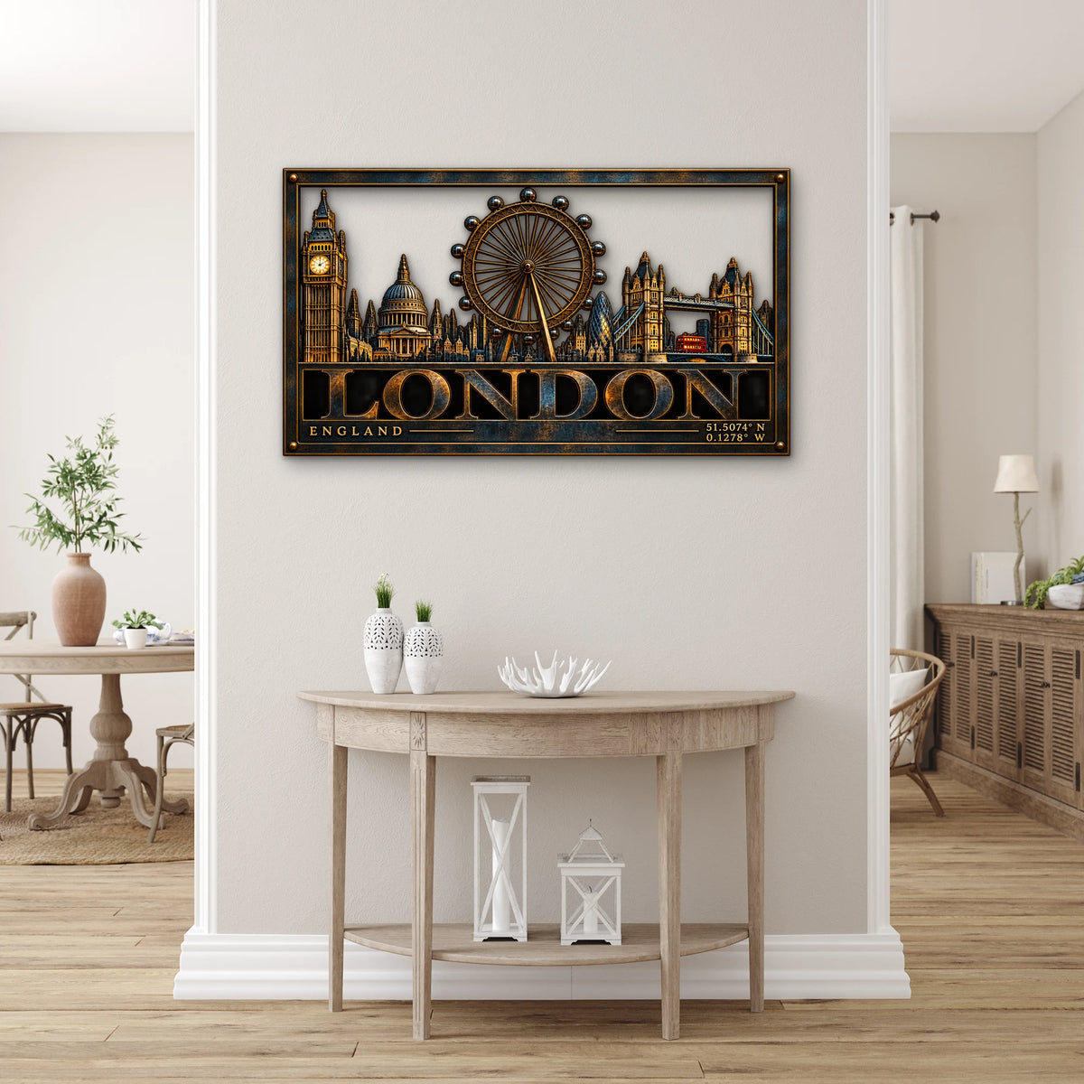 Çerçeveli Londra Silüeti Metal Tablo DEC0237