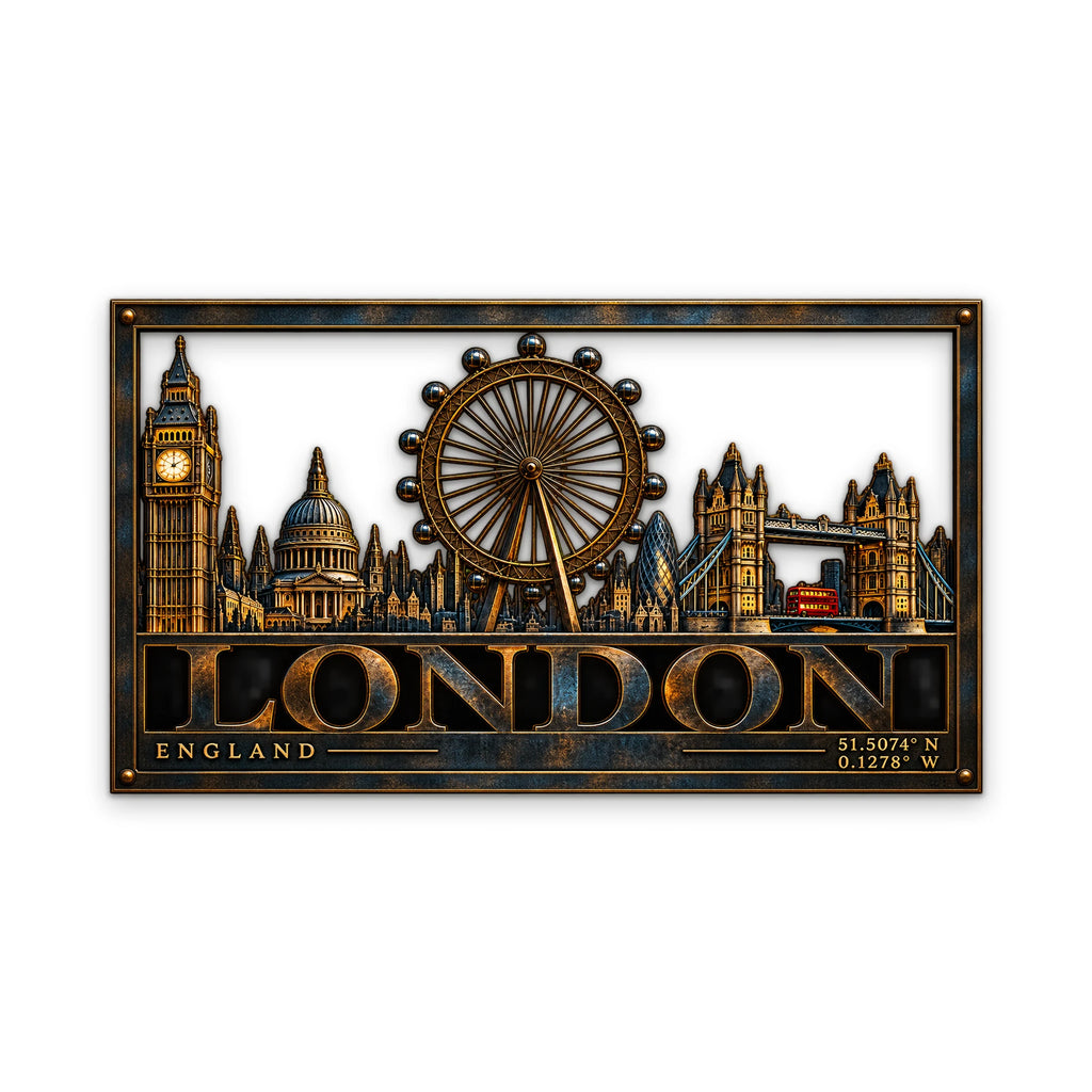 Çerçeveli Londra Silüeti Metal Tablo DEC0237
