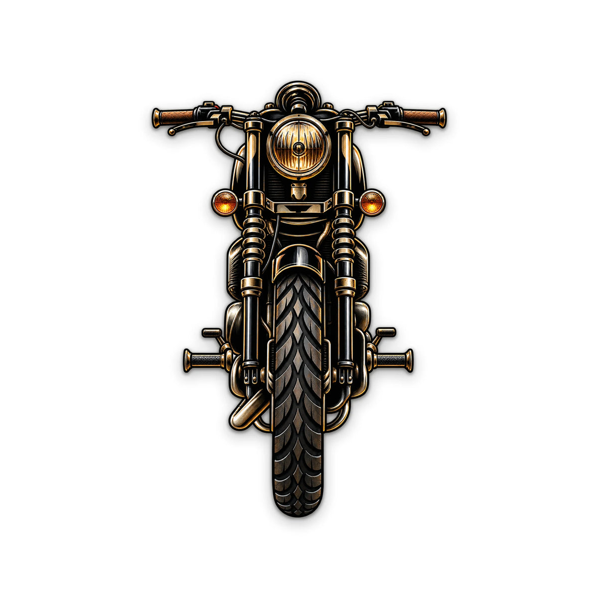 Retro Motosiklet Ön Görünüm Metal Tablo DEC0248