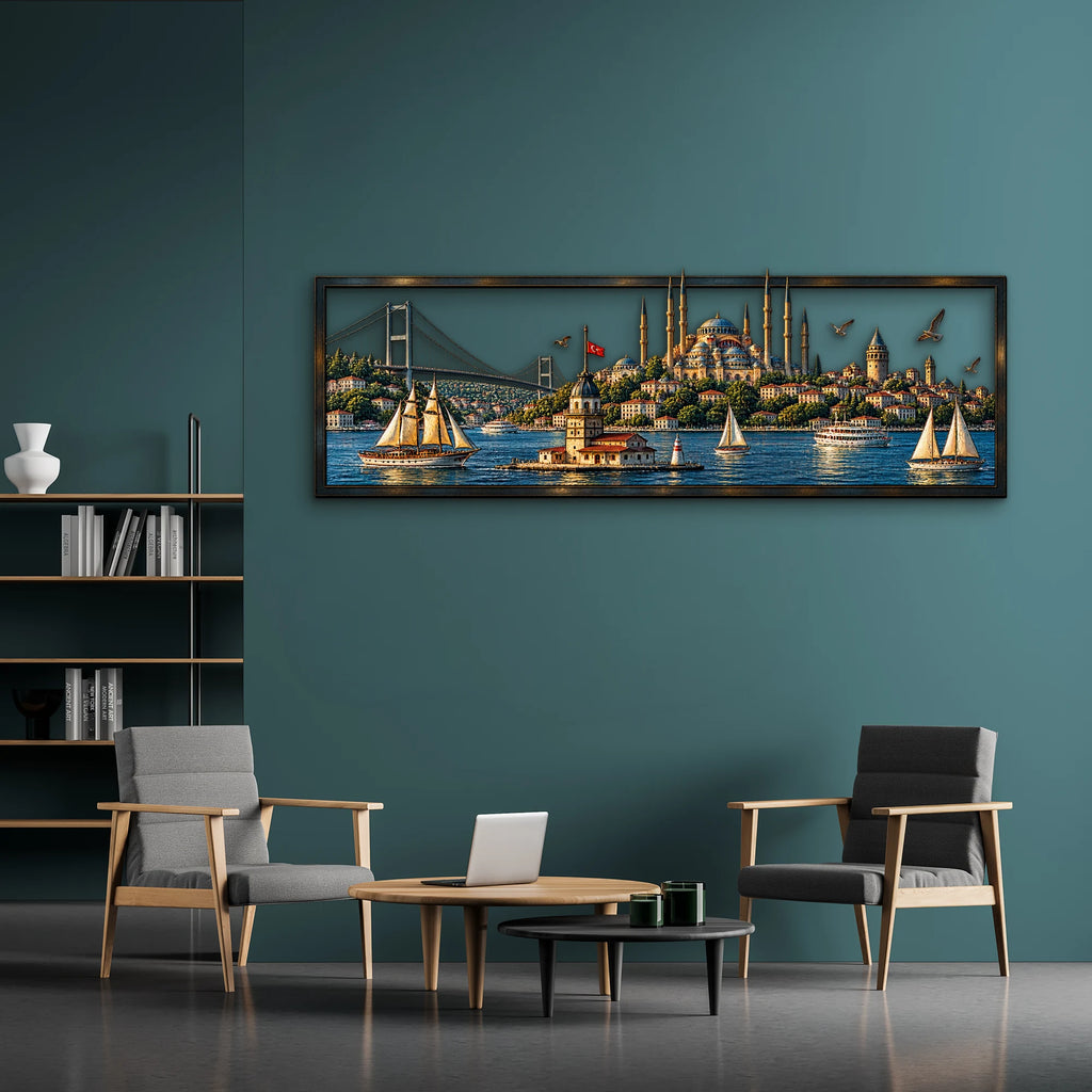 İstanbul Boğazı'nda Gün Batımı Metal Tablo DEC0258
