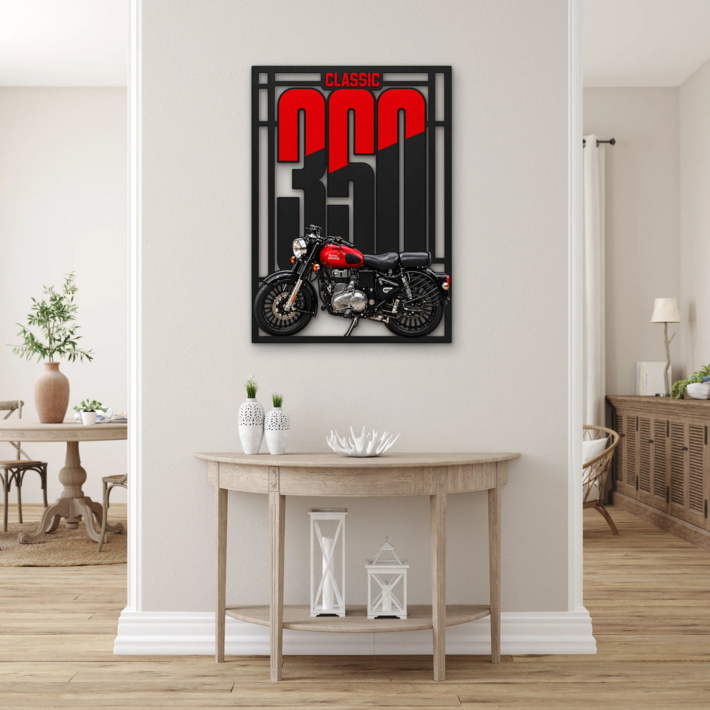 Klasik Kırmızı Motosiklet Metal Tablo DEC0314