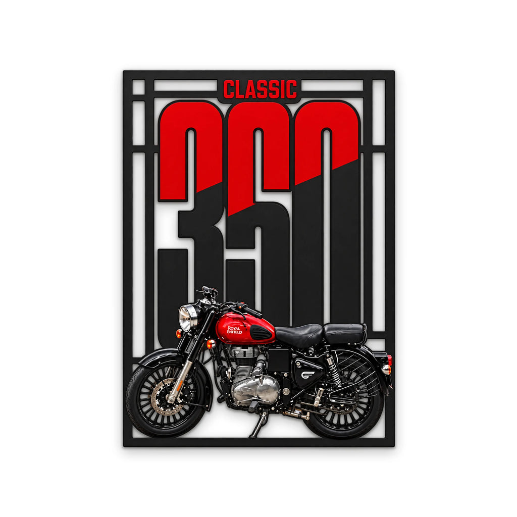 Klasik Kırmızı Motosiklet Metal Tablo DEC0314