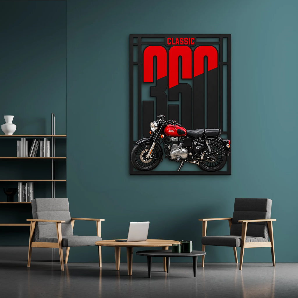 Klasik Kırmızı Motosiklet Metal Tablo DEC0314