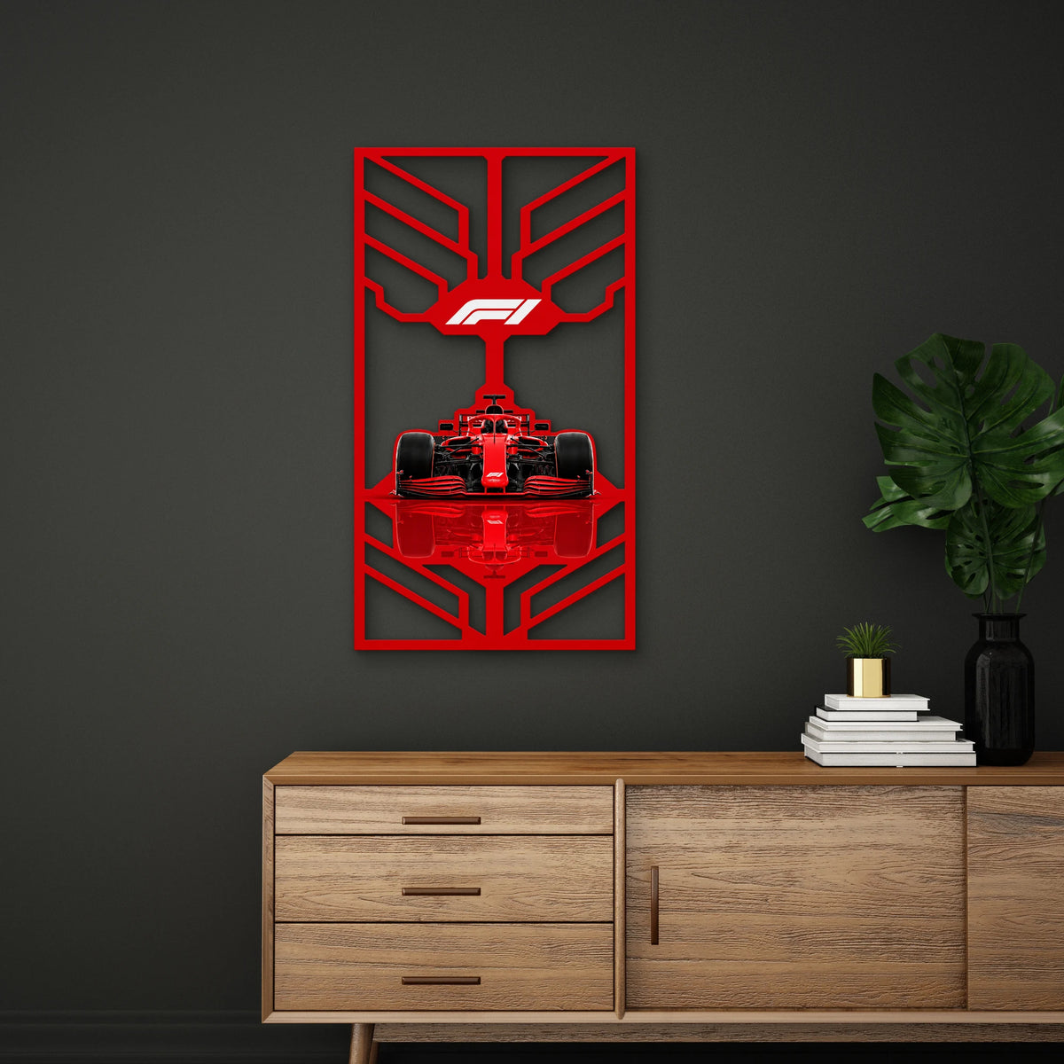 Kırmızı Formula 1 Yarış Aracı Metal Tablo DEC0317