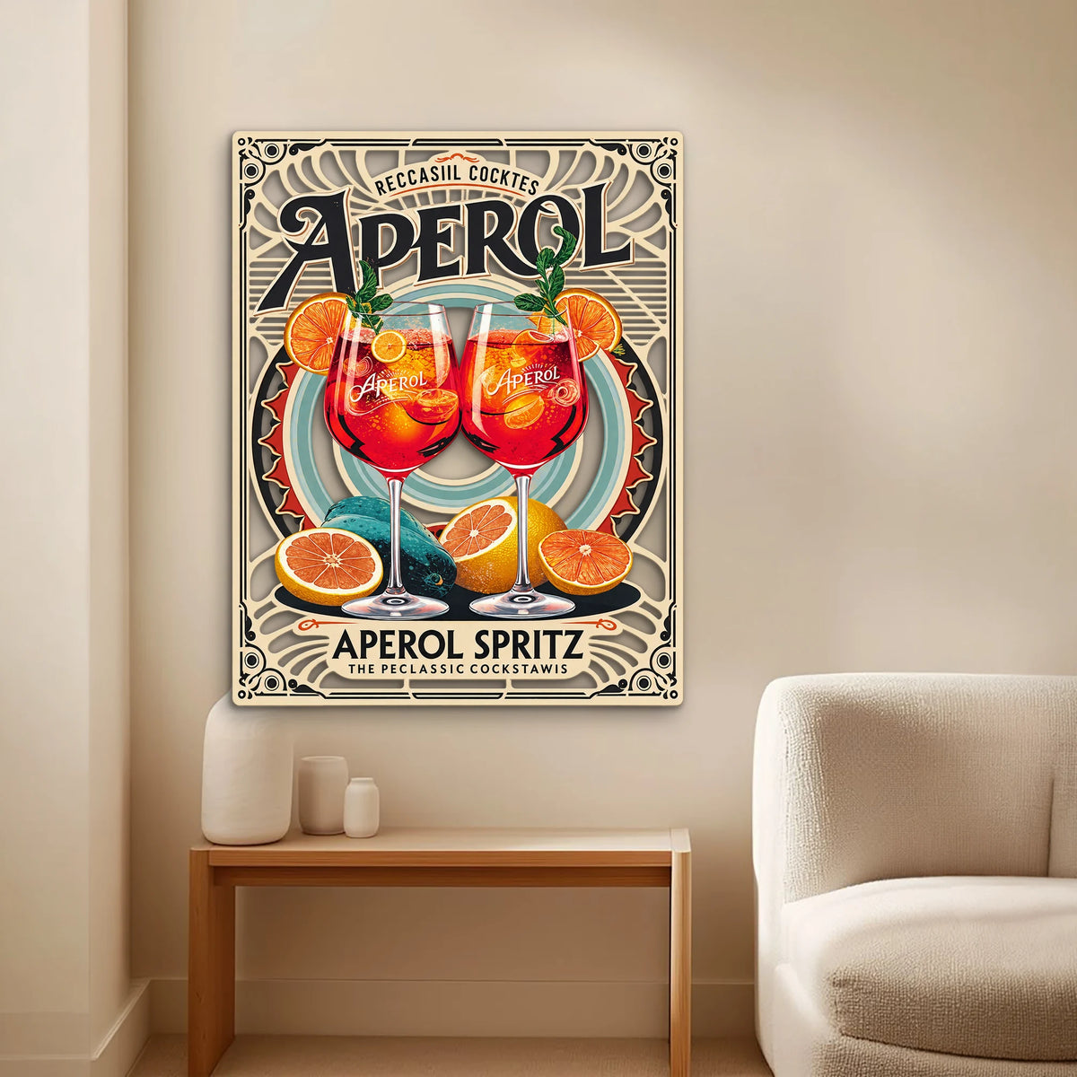 Turuncu Spritz Kokteyl Tabelası Metal Tablo DEC0338