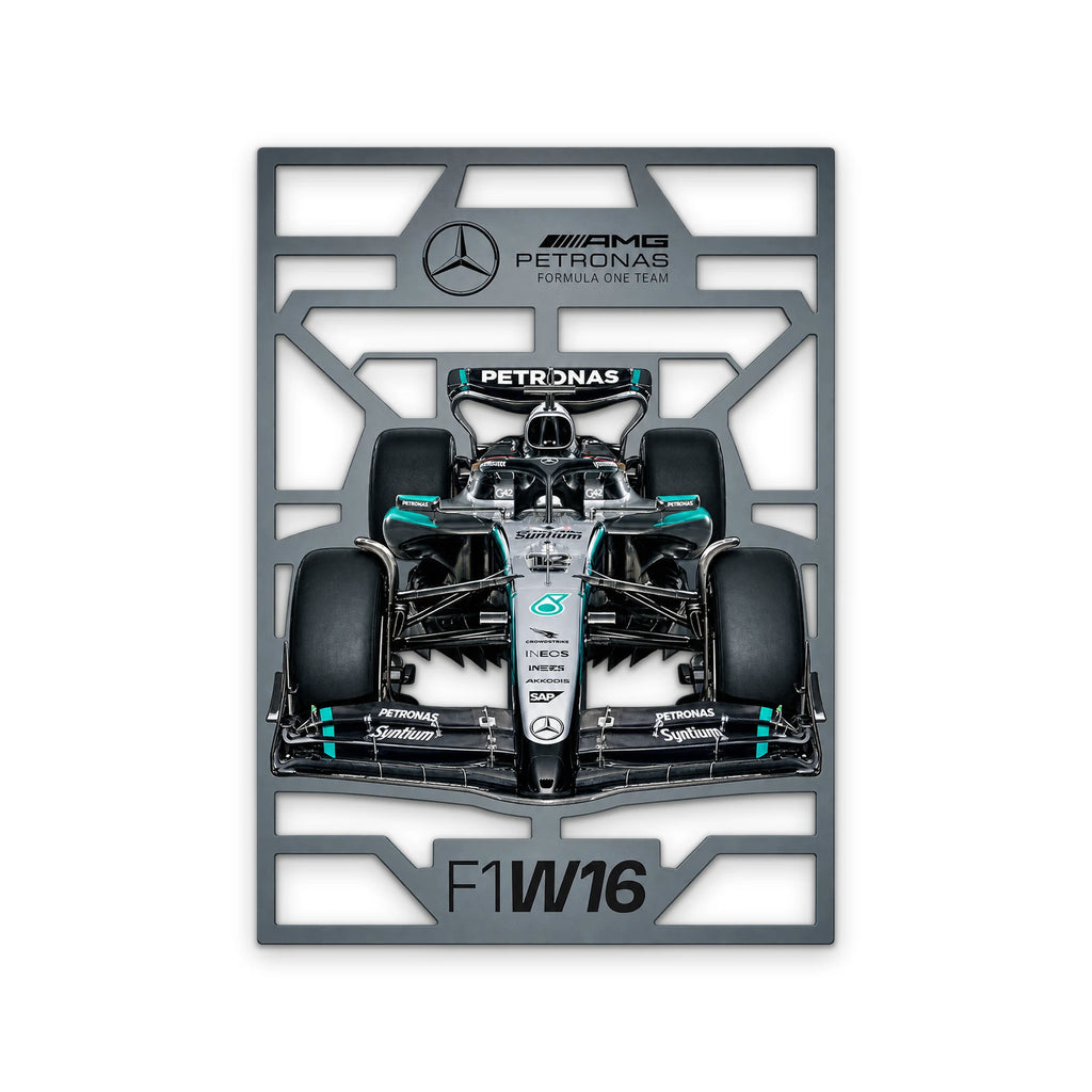 Gümüş-Siyah Formula 1 Yarış Aracı Metal Tablo DEC0348