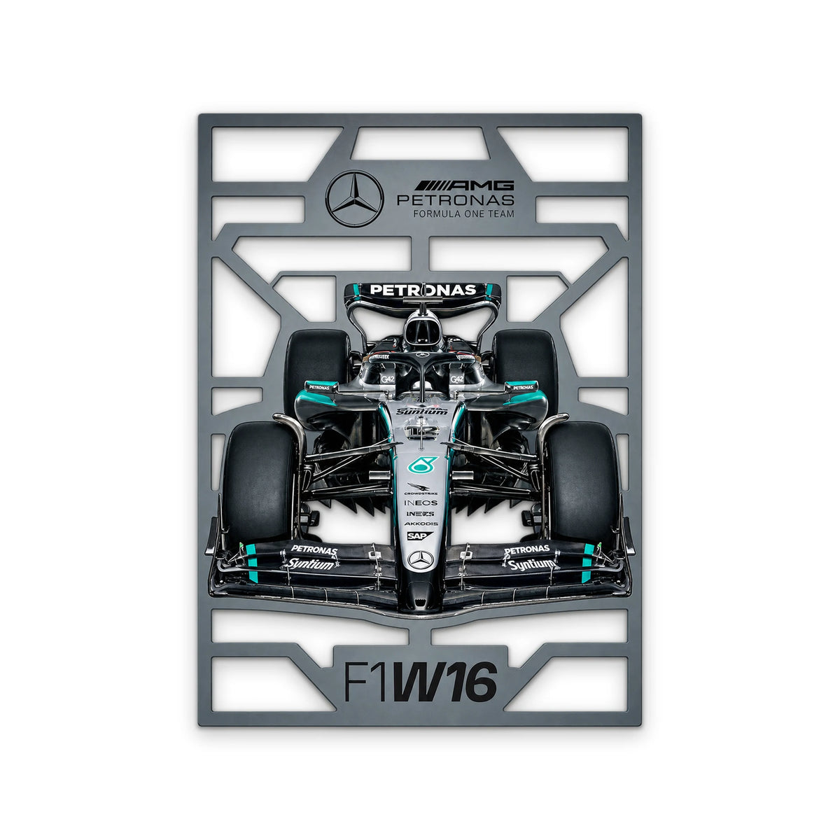 Gümüş-Siyah Formula 1 Yarış Aracı Metal Tablo DEC0348