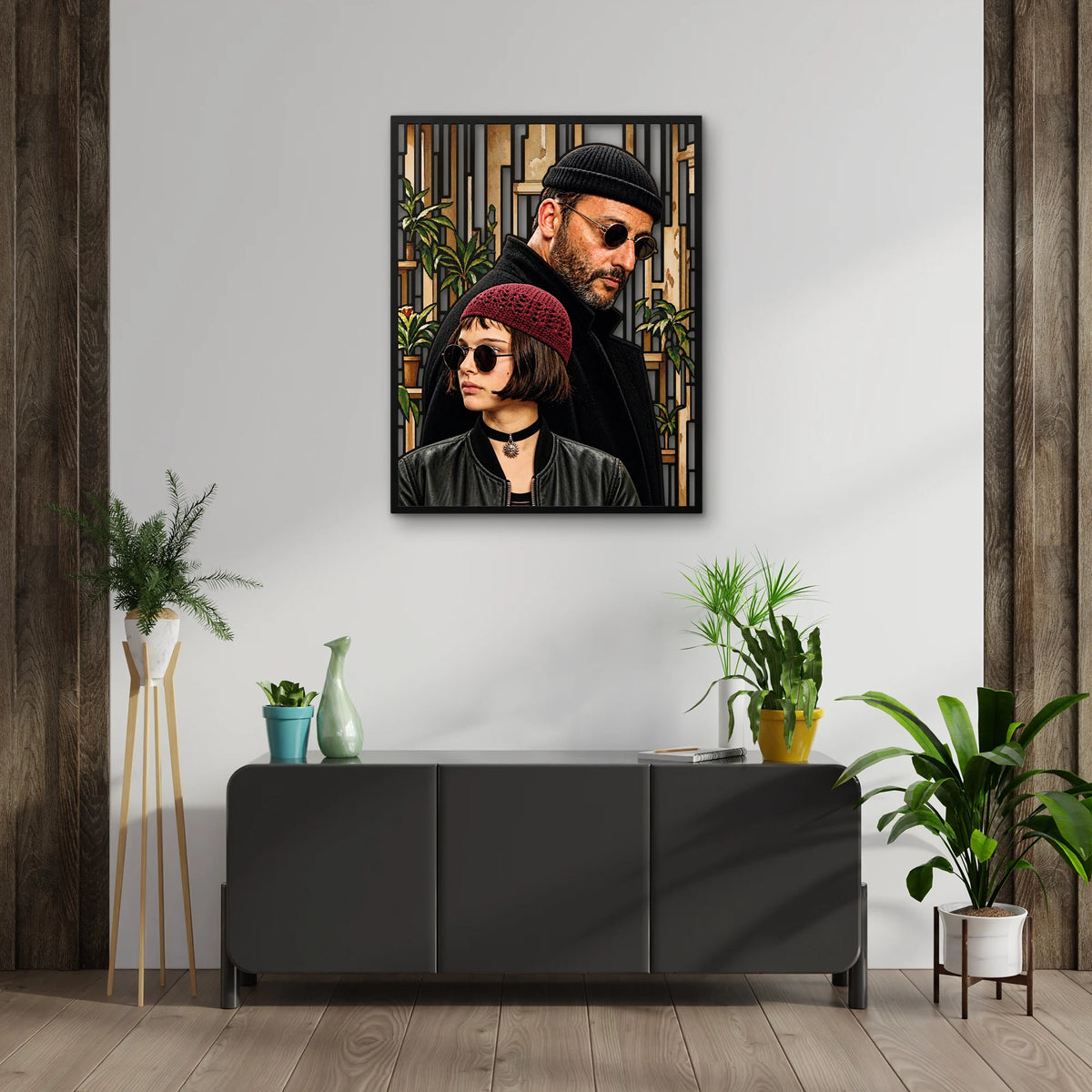 Bereli Adam ve Kız Portresi Metal Tablo DEC0359