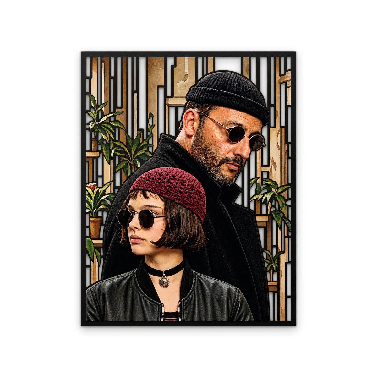 Bereli Adam ve Kız Portresi Metal Tablo DEC0359