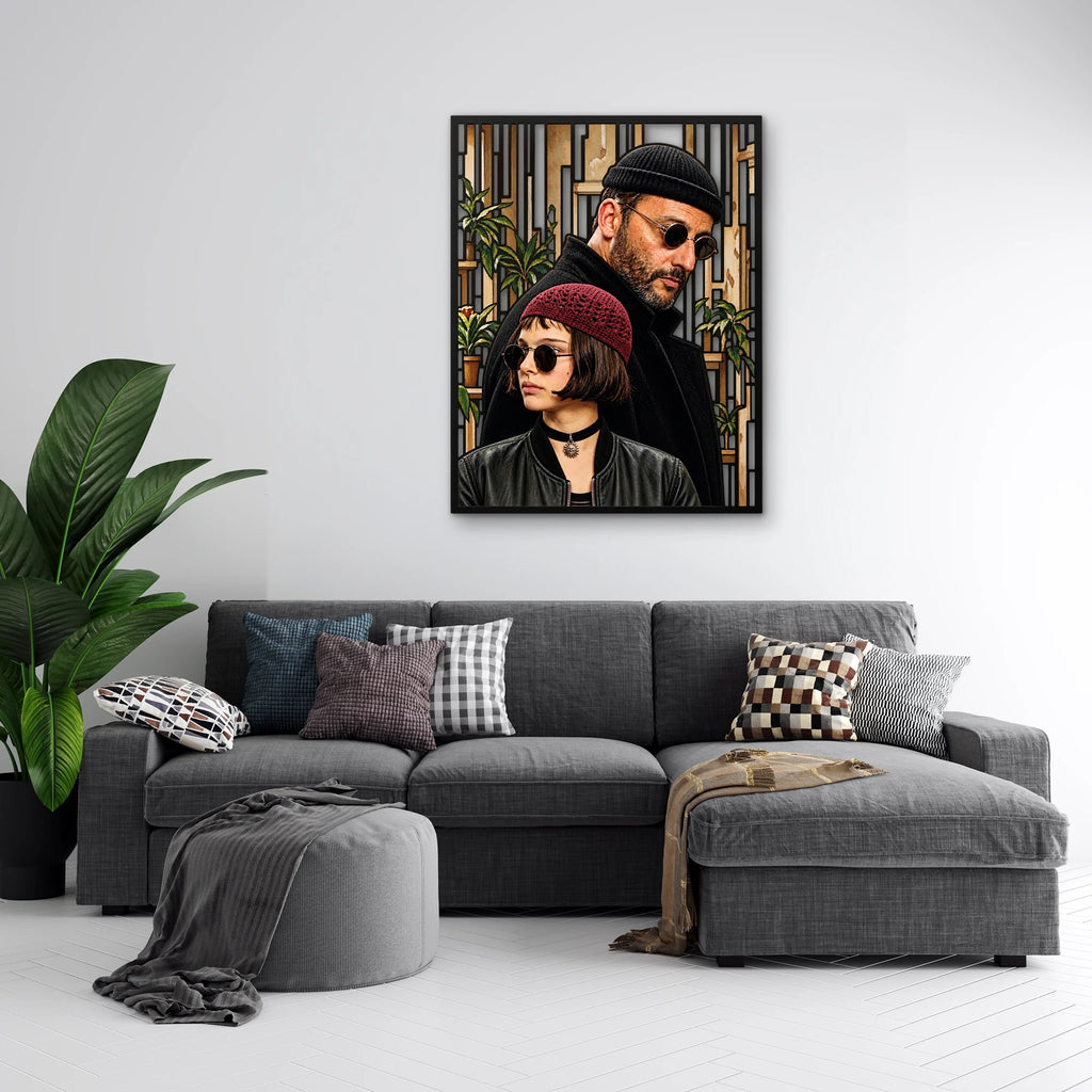 Bereli Adam ve Kız Portresi Metal Tablo DEC0359