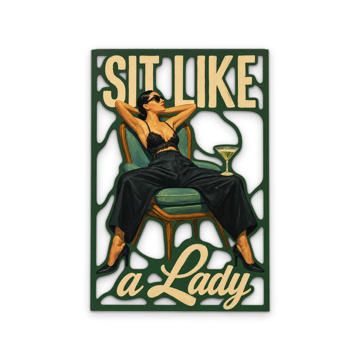 Sit Like a Lady Kadın Portresi Metal Tablo DEC0367