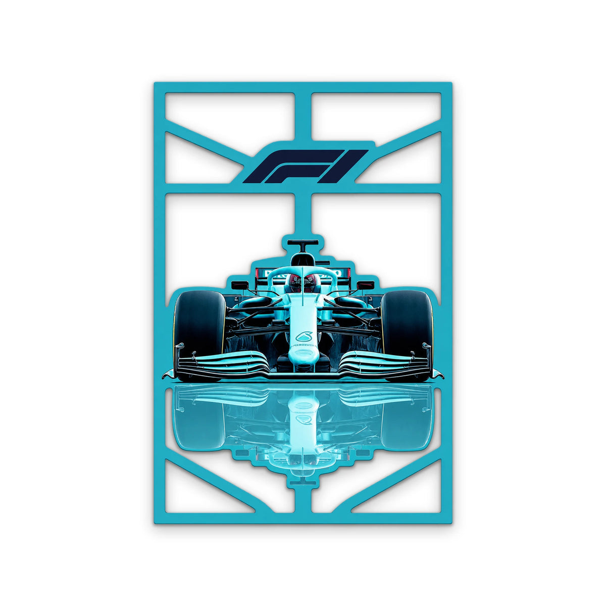 Turkuaz Formula 1 Yarış Aracı Metal Tablo DEC0368
