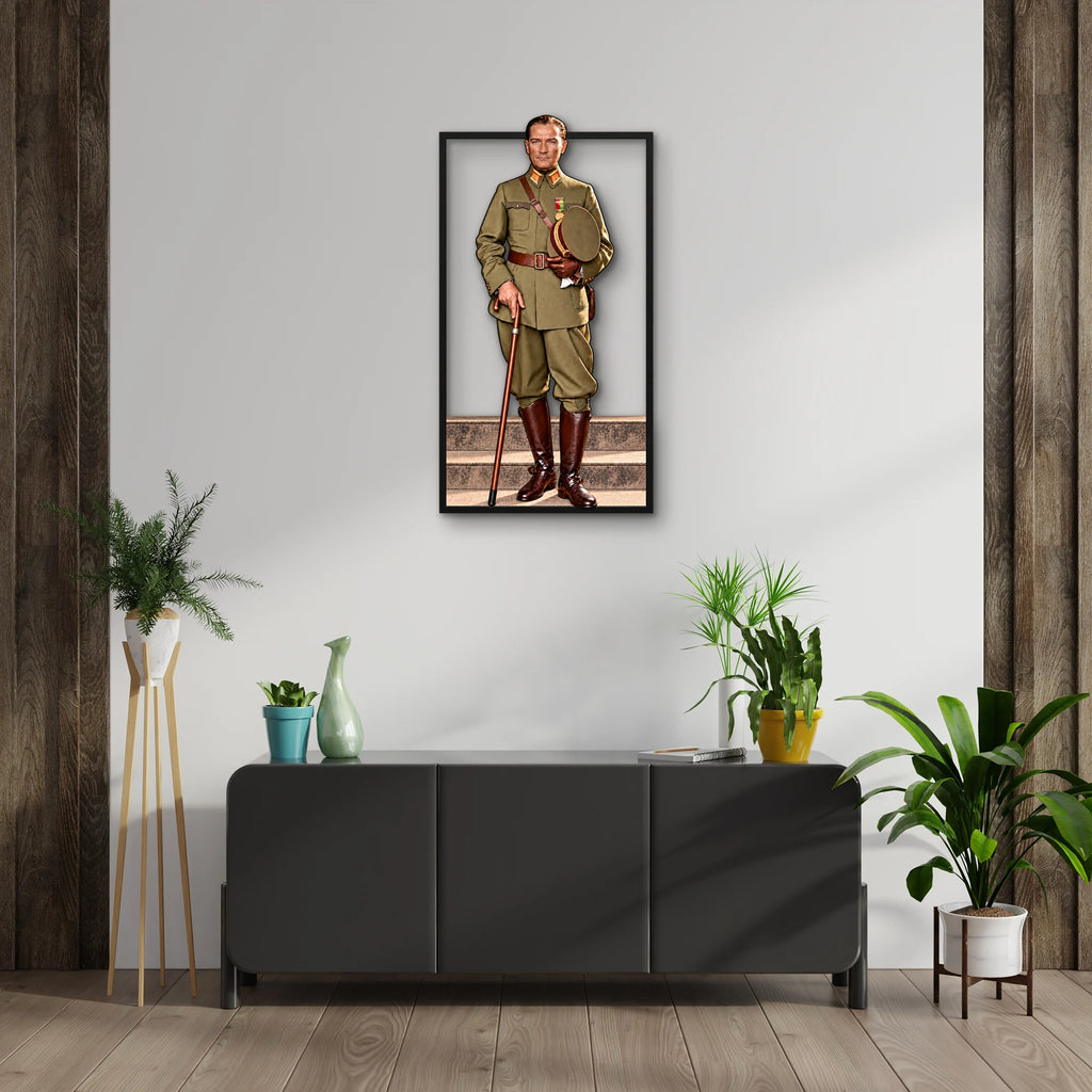 Üniformalı Atatürk Portresi Metal Tablo DEC0379