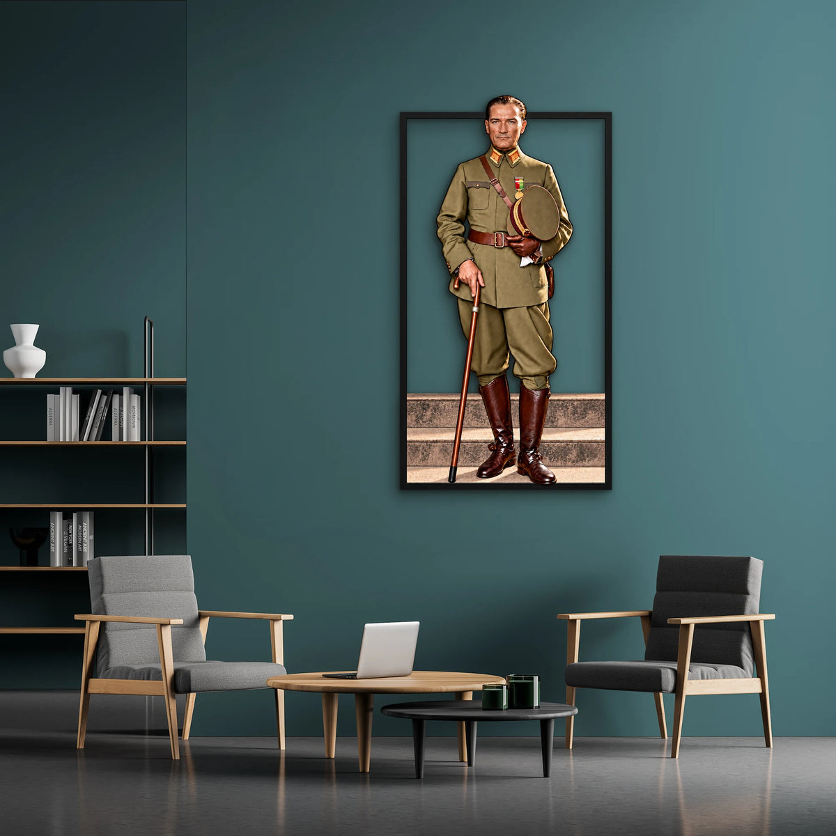 Üniformalı Atatürk Portresi Metal Tablo DEC0379