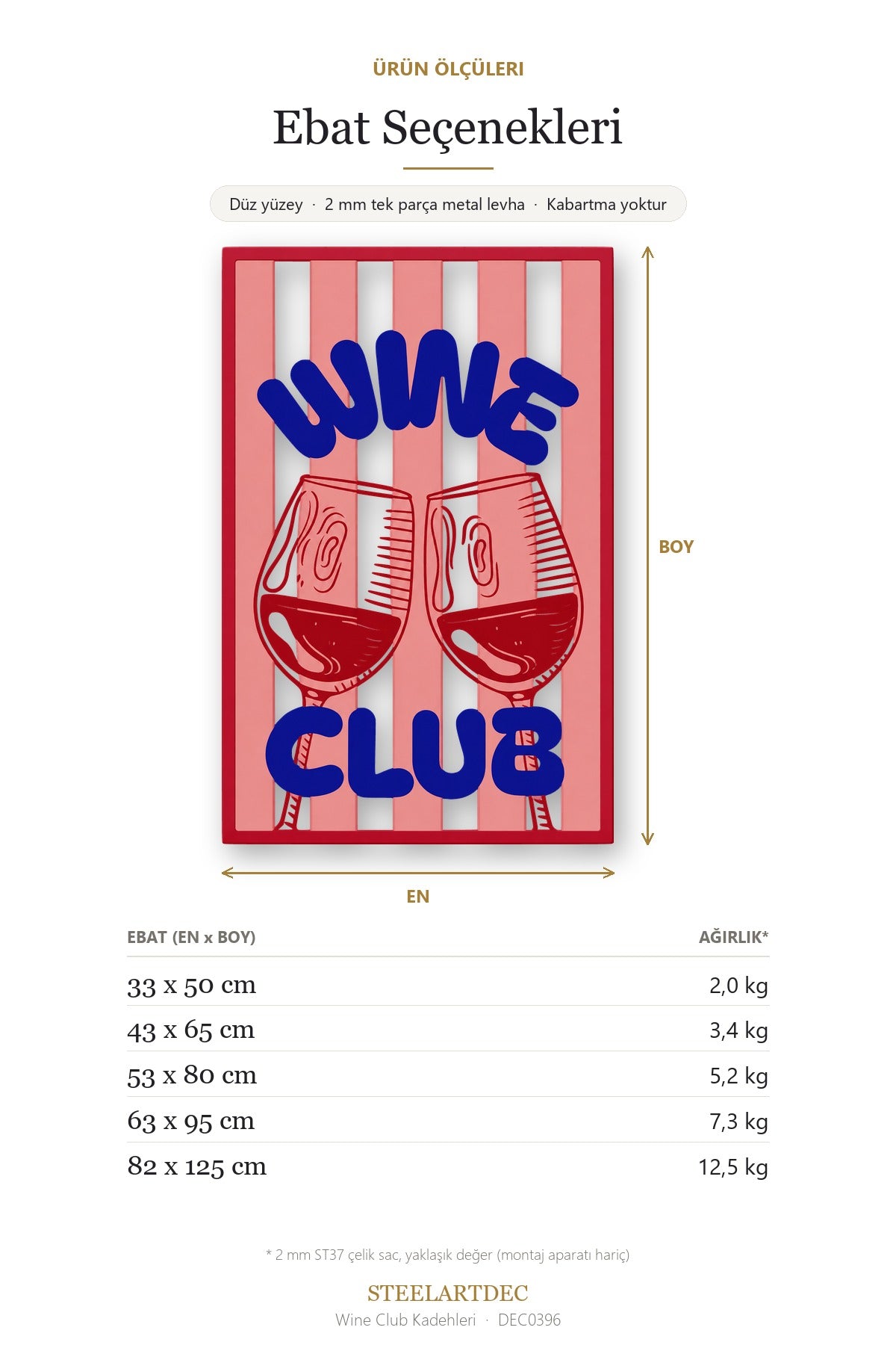 Wine Club Kadehleri Metal Tablo DEC0396 — Açıklama: Ebat Seçenekleri