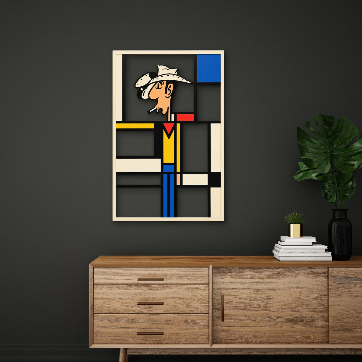 Mondrian Desenli Kovboy Metal Tablo DEC0464