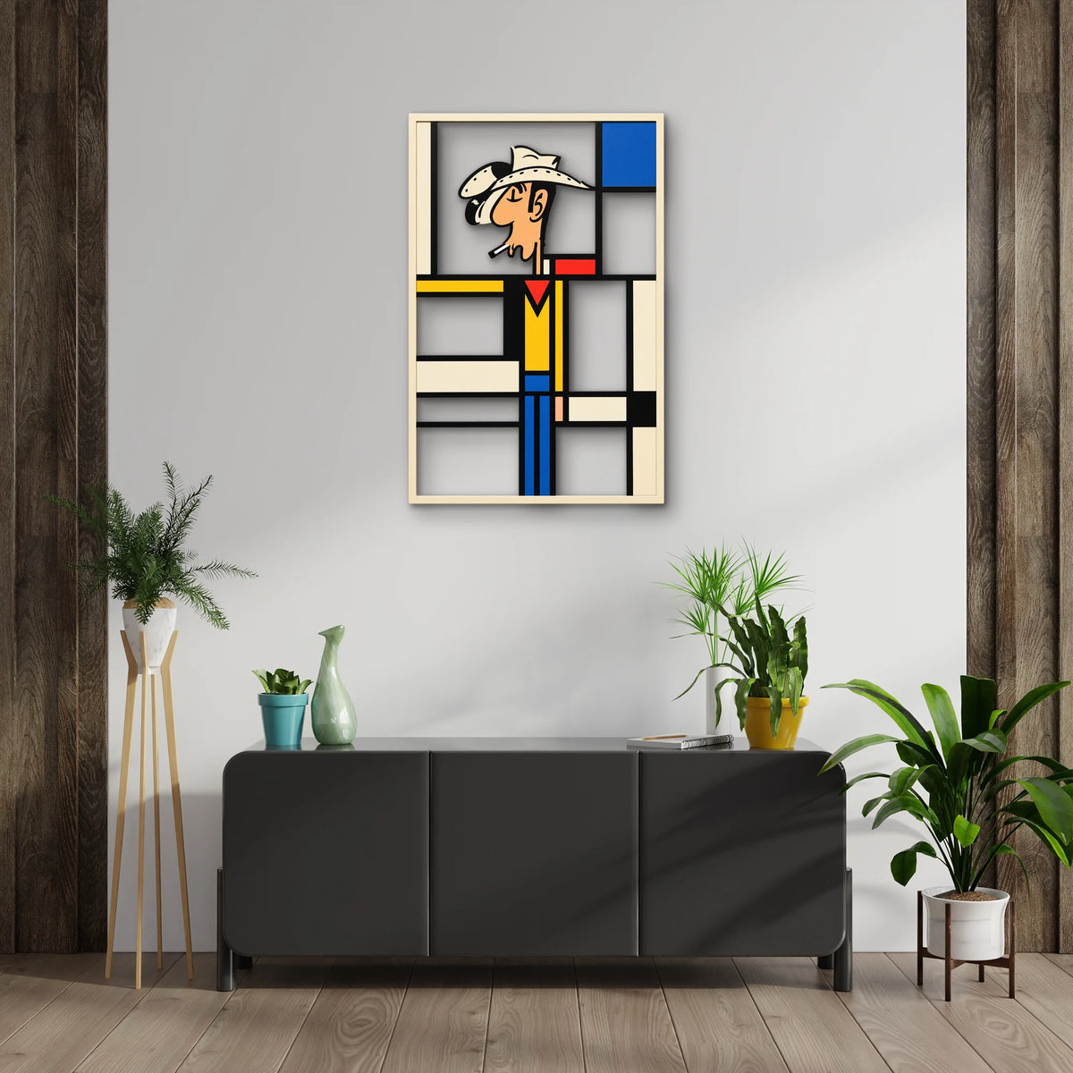 Mondrian Desenli Kovboy Metal Tablo DEC0464