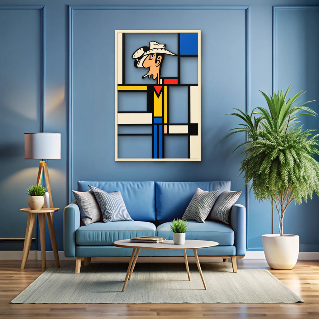Mondrian Desenli Kovboy Metal Tablo DEC0464