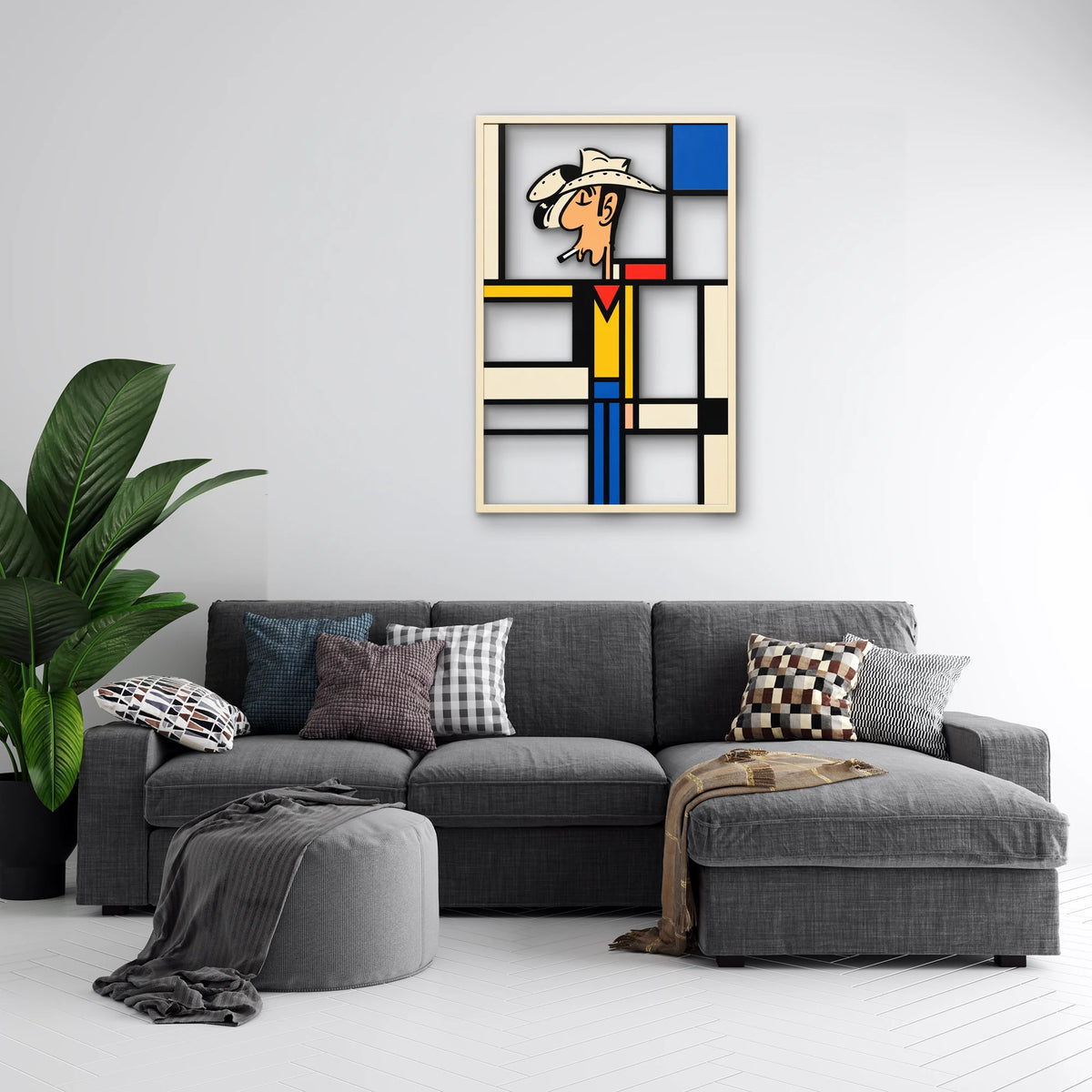 Mondrian Desenli Kovboy Metal Tablo DEC0464