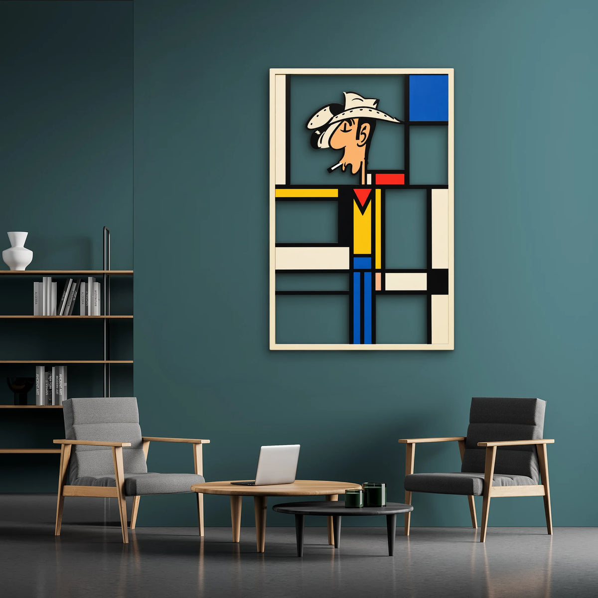 Mondrian Desenli Kovboy Metal Tablo DEC0464