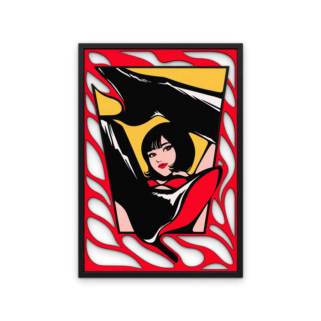 Pop Art Kırmızı Elbiseli Kız Metal Tablo DEC0485
