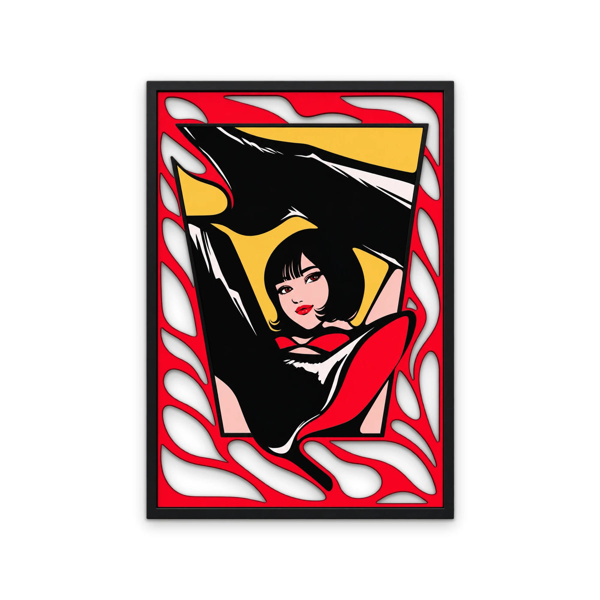 Pop Art Kırmızı Elbiseli Kız Metal Tablo DEC0485