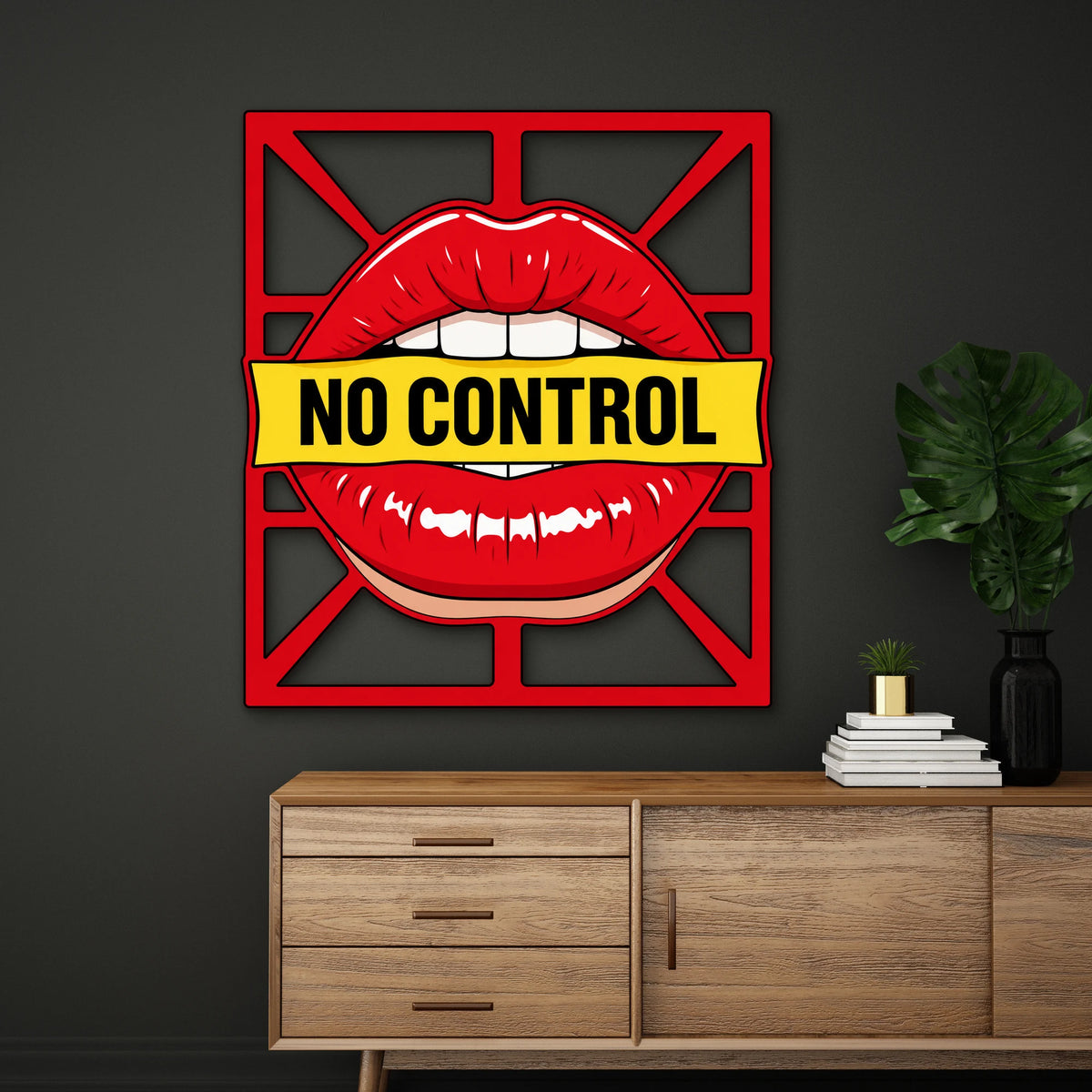 No Control Kırmızı Dudaklar Metal Tablo DEC0492