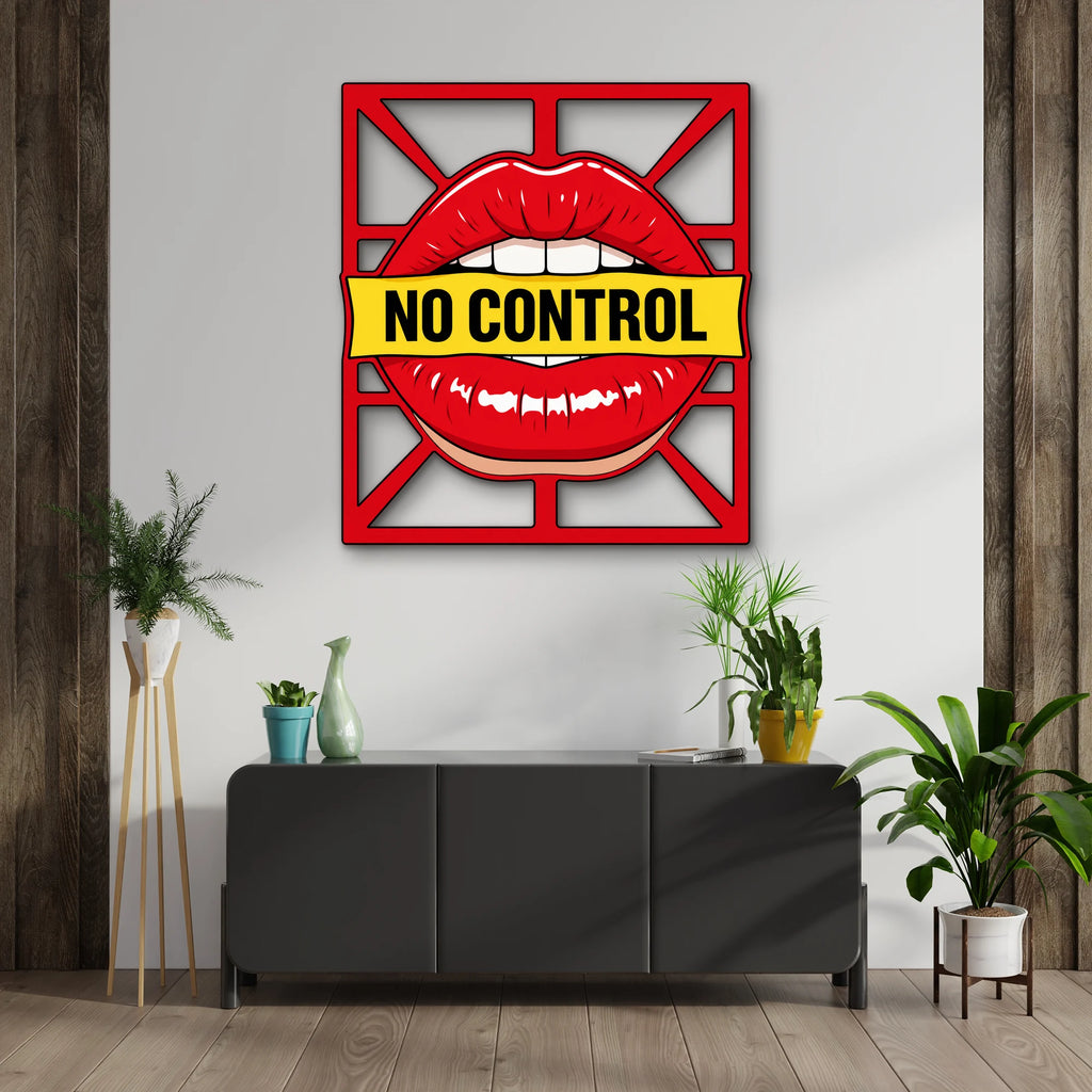 No Control Kırmızı Dudaklar Metal Tablo DEC0492