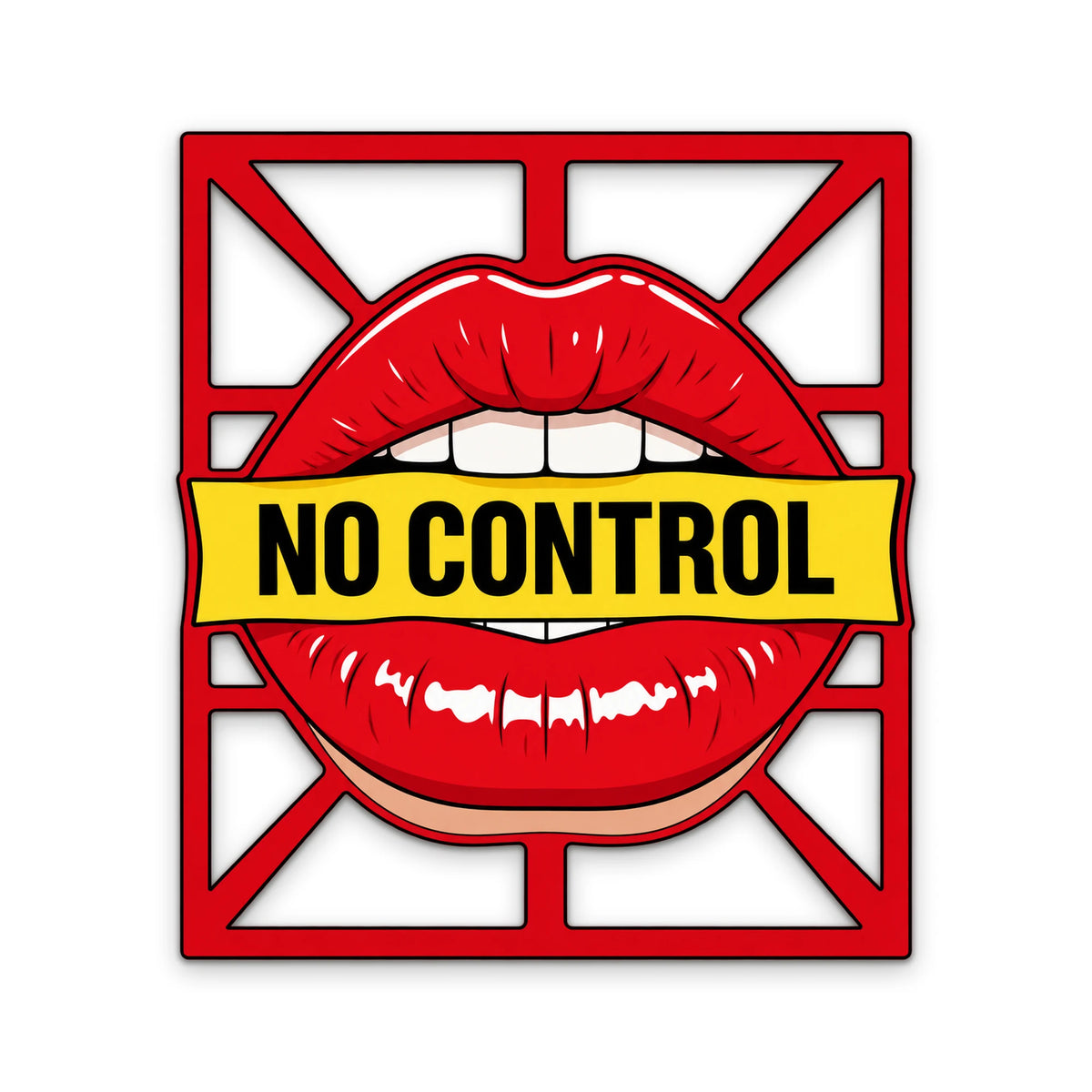 No Control Kırmızı Dudaklar Metal Tablo DEC0492