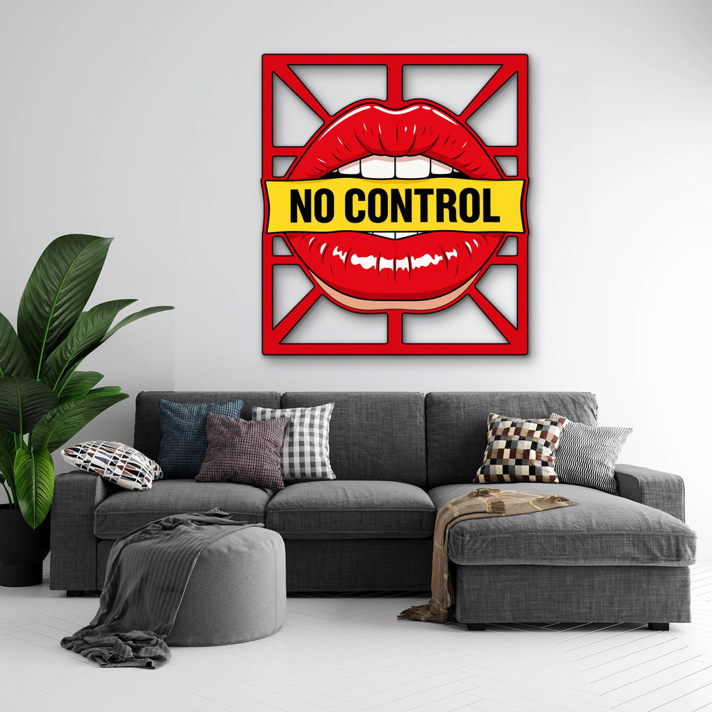 No Control Kırmızı Dudaklar Metal Tablo DEC0492