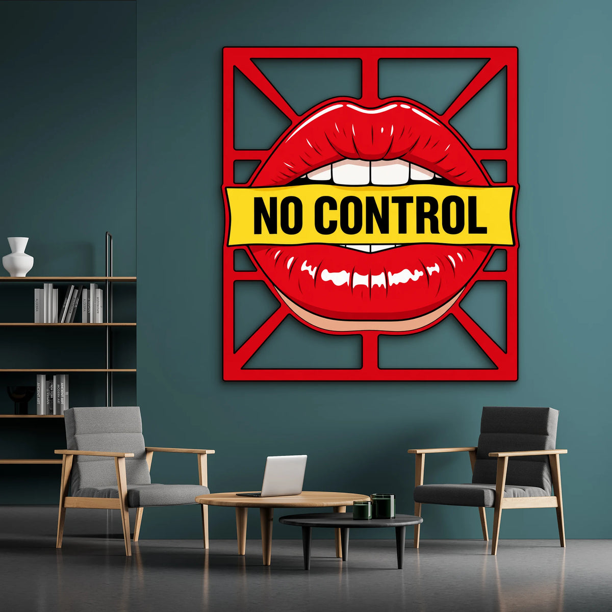 No Control Kırmızı Dudaklar Metal Tablo DEC0492