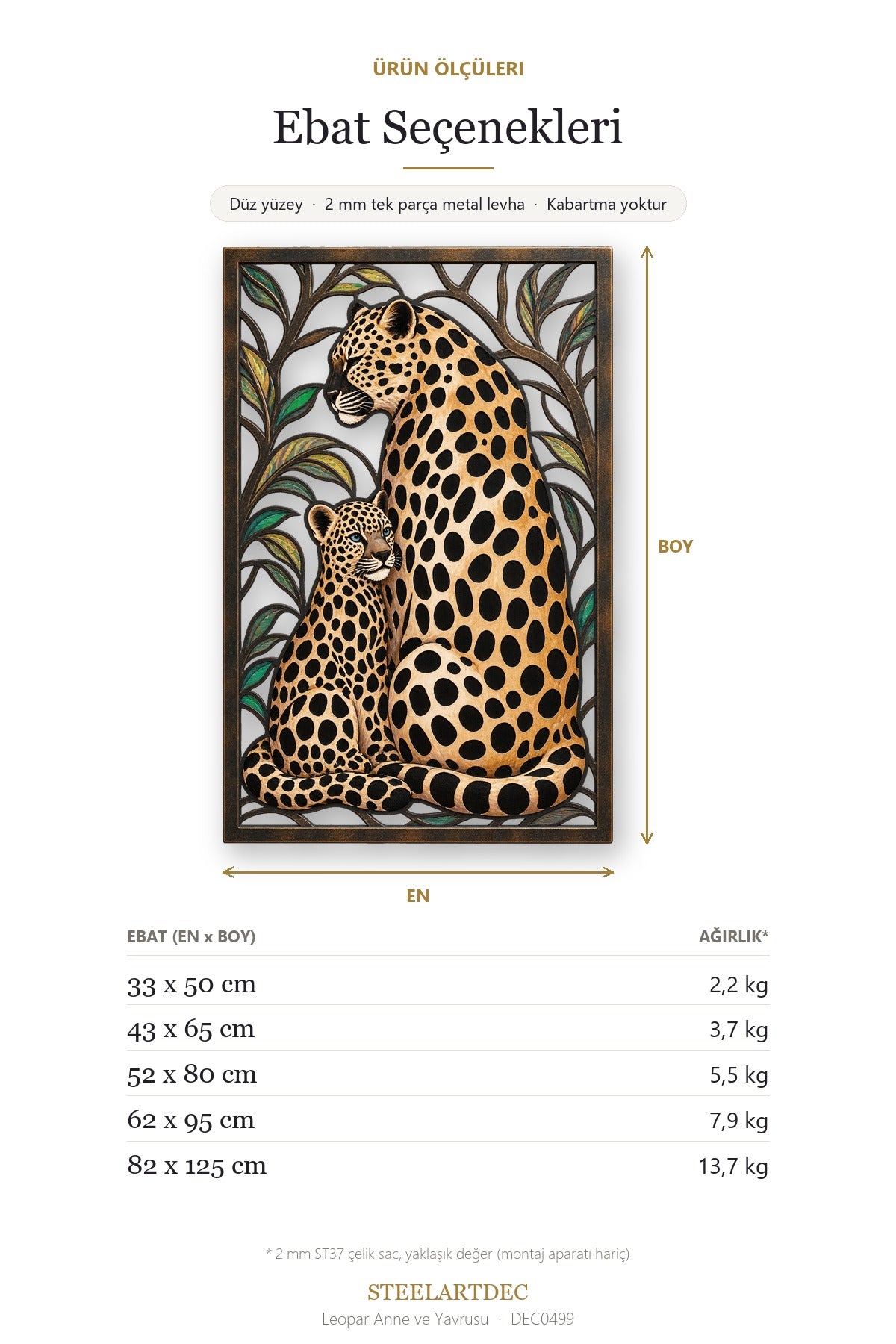 Leopar Anne ve Yavrusu Metal Tablo DEC0499 — Açıklama: Ebat Seçenekleri
