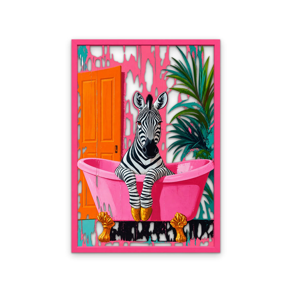 Pembe Küvette Zebra Metal Tablo DEC0522