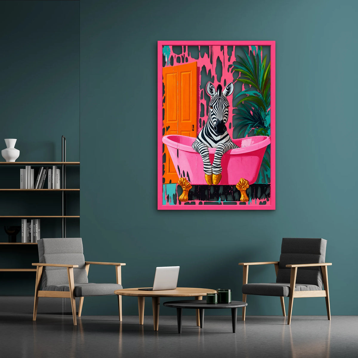 Pembe Küvette Zebra Metal Tablo DEC0522