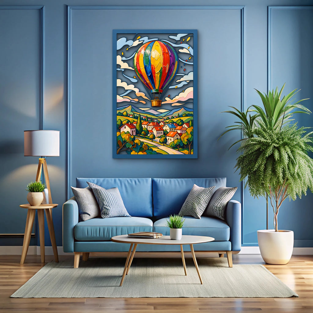 Sıcak Hava Balonu ve Köy Metal Tablo DEC0533