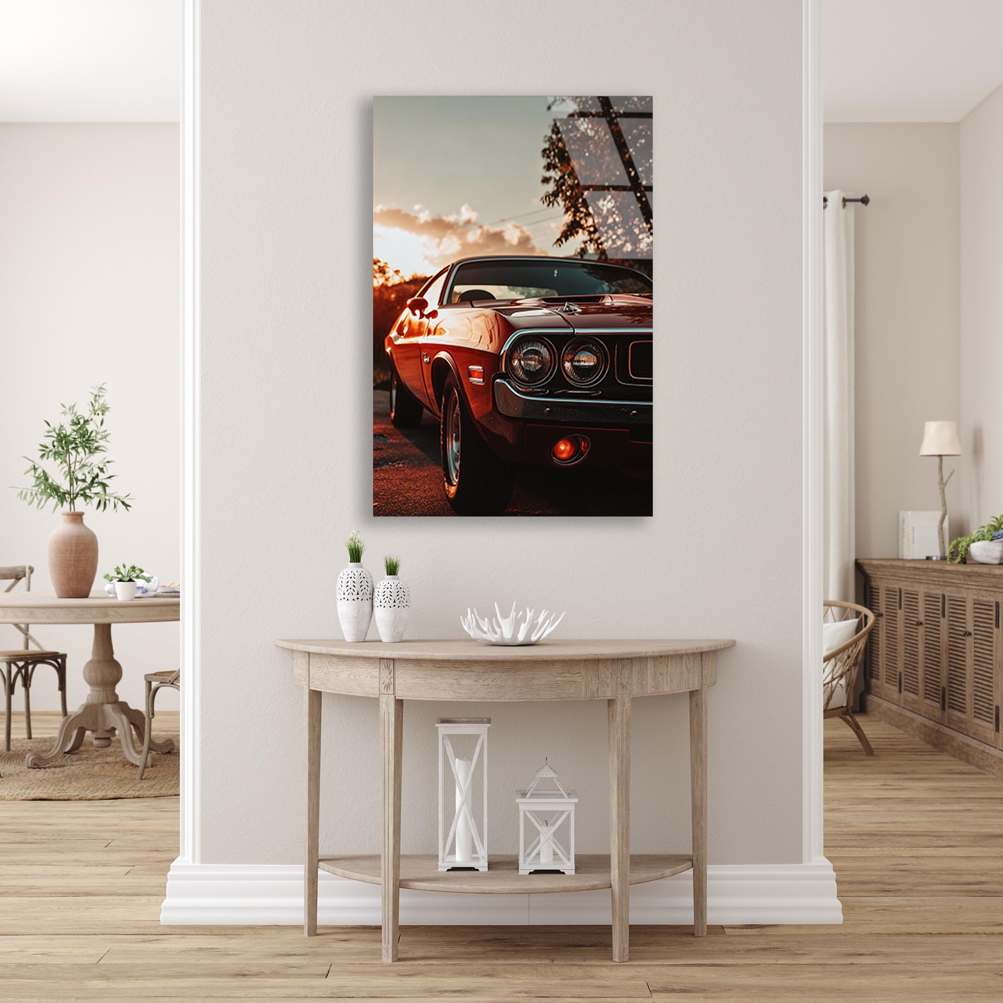 Klasik Araba Ön Far Cam Tablo – Nostaljik Otomobil Detayı Duvar Dekoru - DEG0649