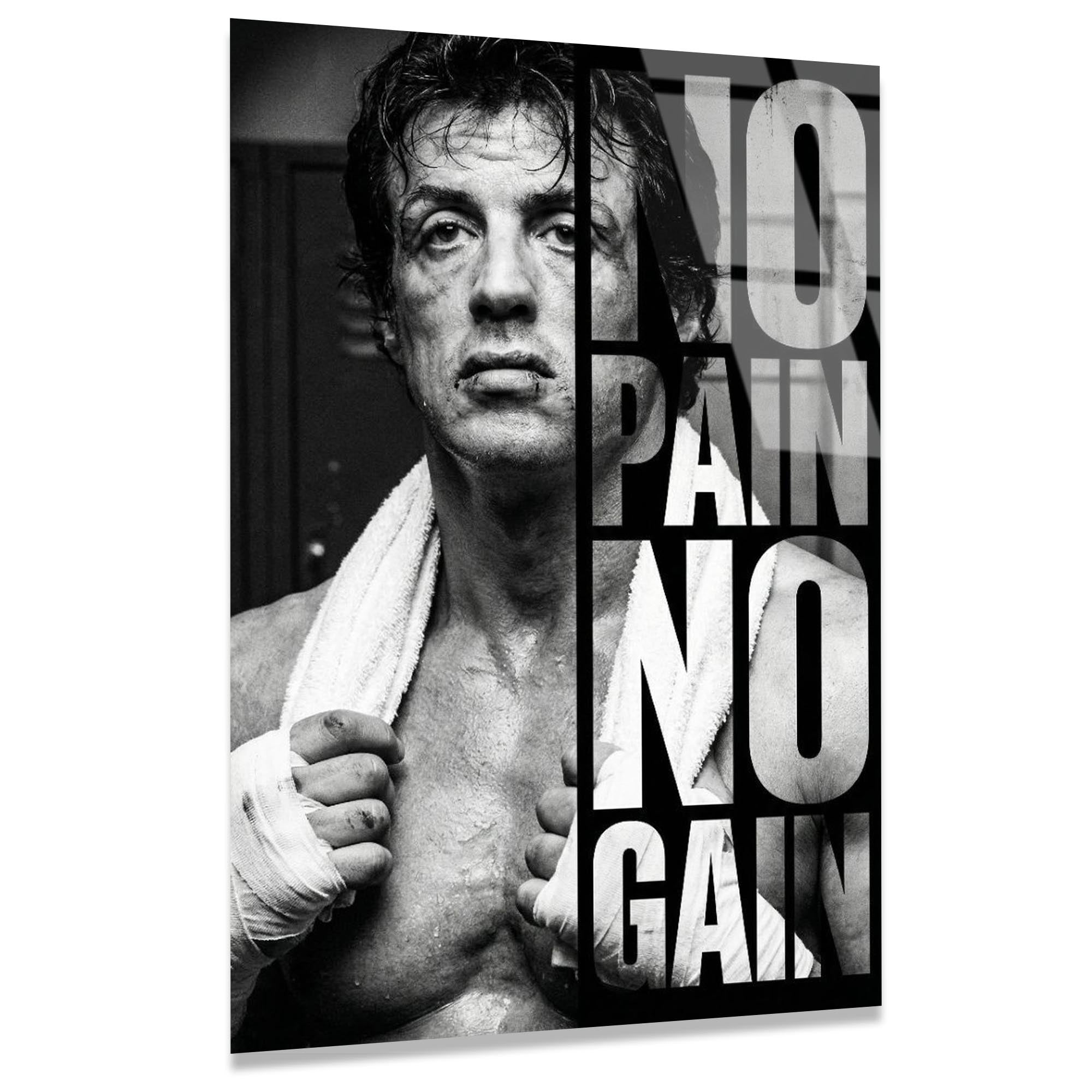 Rocky Motivasyon Cam Tablo – Boks Temalı İlham Verici Duvar Dekoru - DEG0677