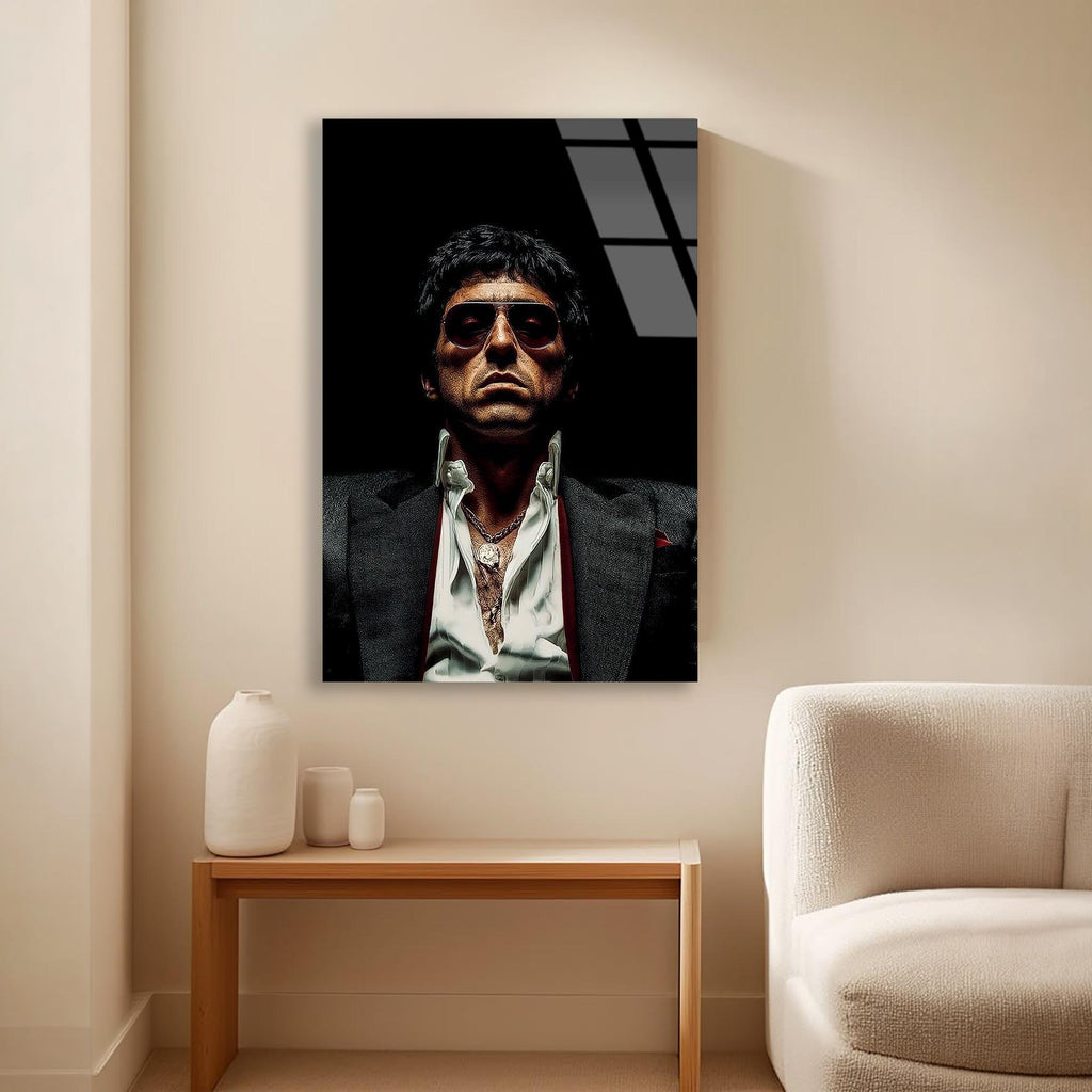 Scarface Portre Cam Tablo – Efsane Film Temalı Duvar Dekoru - DEG0679