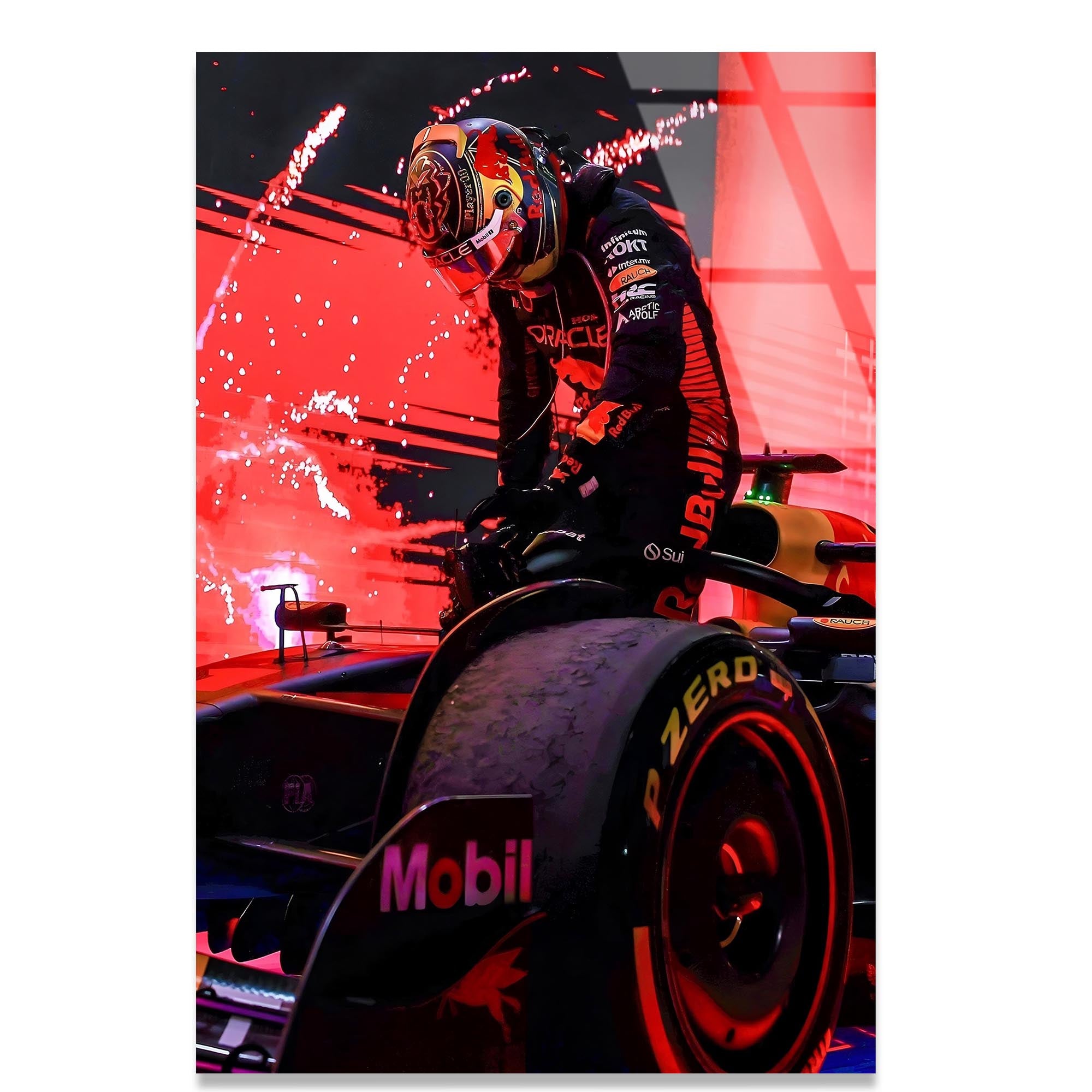 Kırmızı F1 Yarış Arabası Cam Tablo – Formula 1 Duvar Dekoru - DEG0694