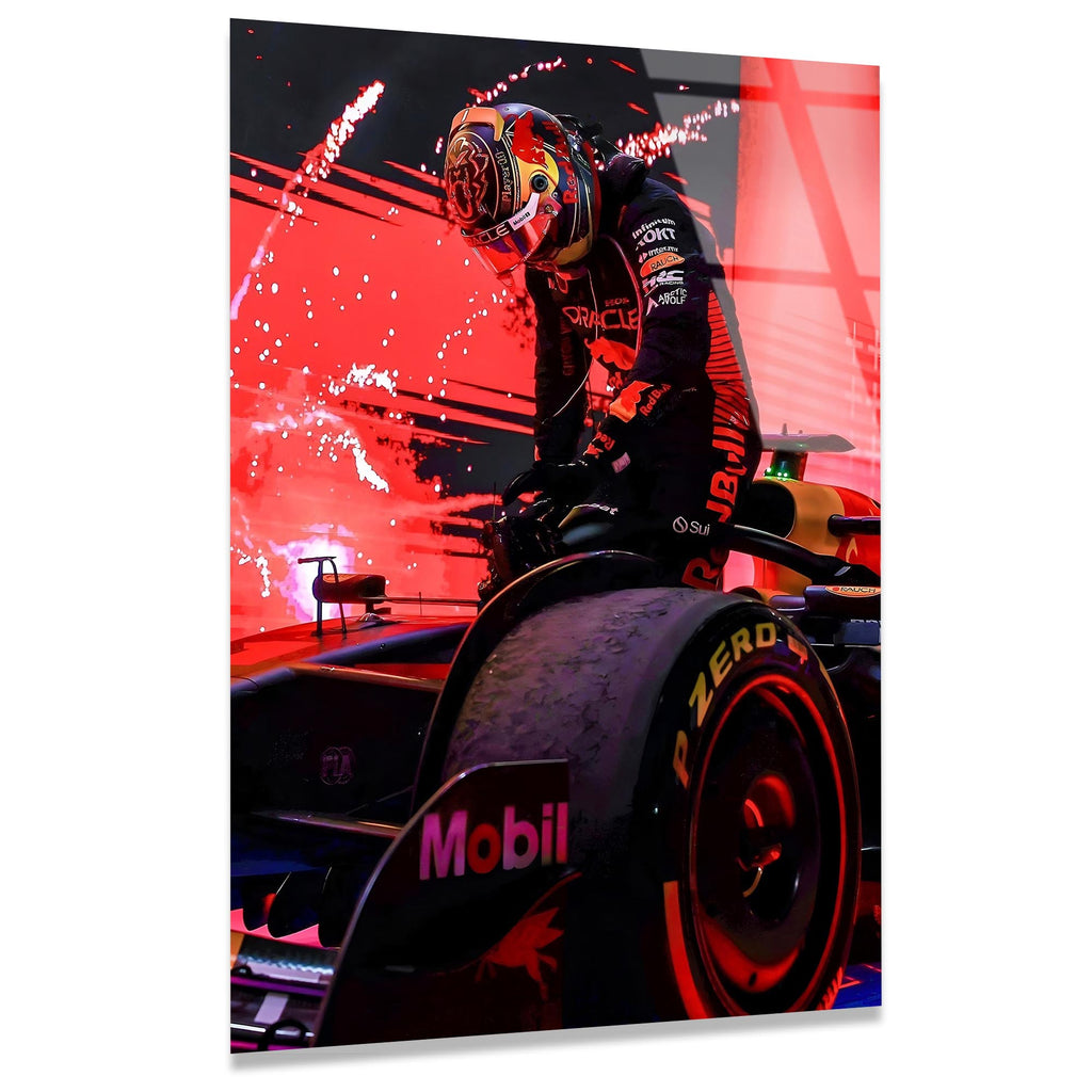 Kırmızı F1 Yarış Arabası Cam Tablo – Formula 1 Duvar Dekoru - DEG0694