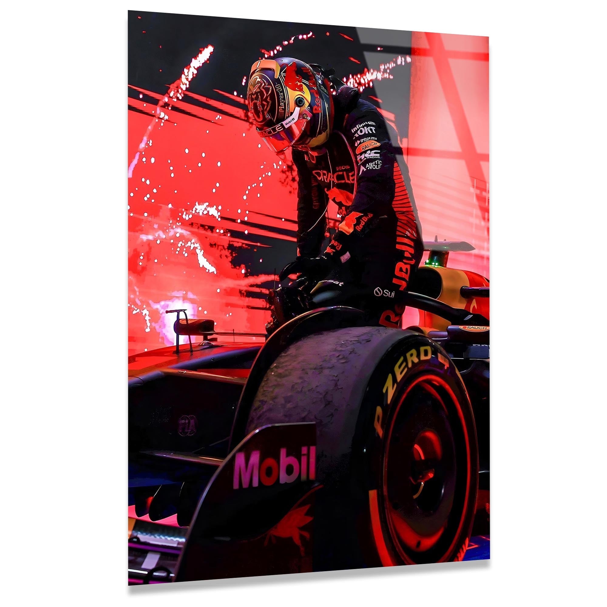 Kırmızı F1 Yarış Arabası Cam Tablo – Formula 1 Duvar Dekoru - DEG0694